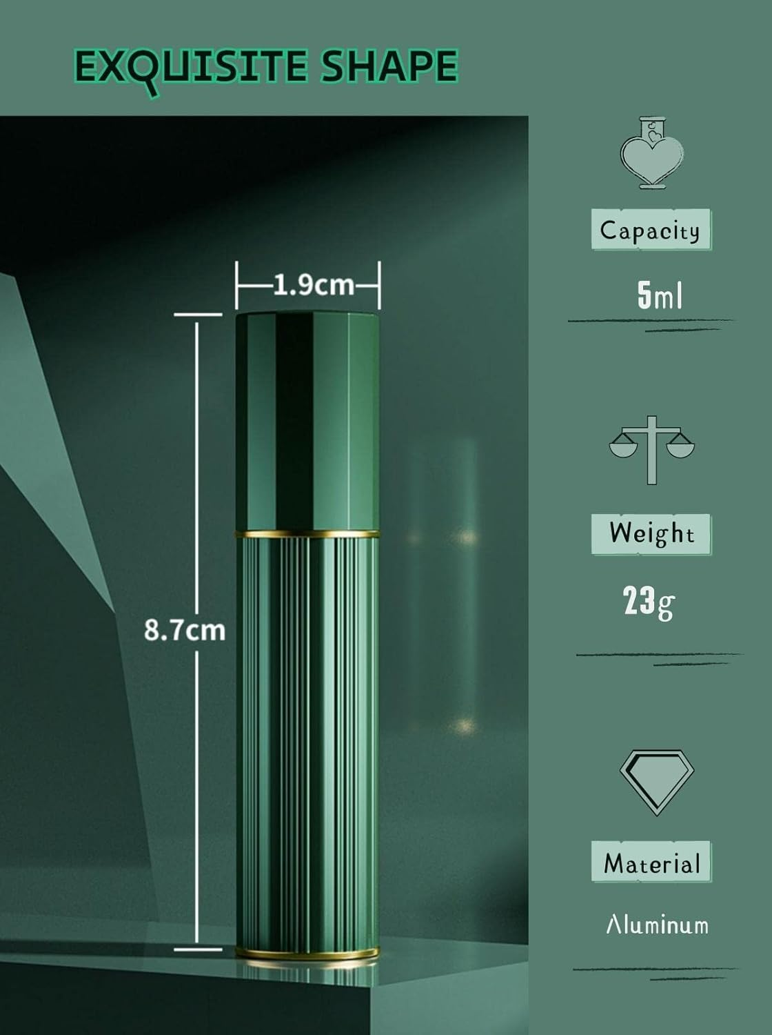 5Ml Travel Perfume Separate Bottle, Refill Empty Mini Sprayer, Portable Spray Pump Suitable for Going Out (Green) image number 4