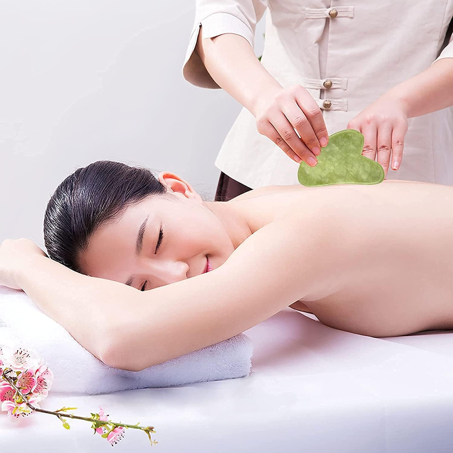 Gua Sha Massage Tool for Facial and Body Massage, Jade Gua Sha Tool Green Aventurine, Made of Pure Natural Jade Stone（1 Pcs） image number 6