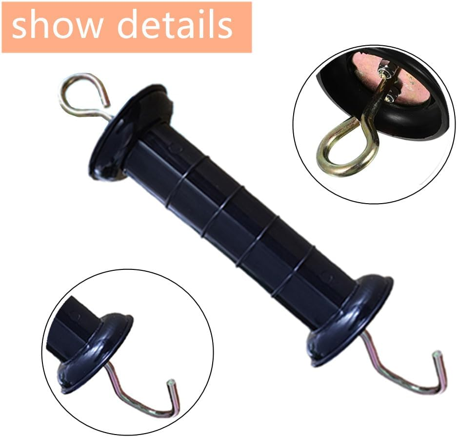Electric Fence Handle,Electronic Door Handle, Heavy Duty Electric Fence Insulators, Electric Fence Posts, Electric Fence Gate Handle with Electric Fence Spring Handle, Electric Fence Kit (Black) image number 1