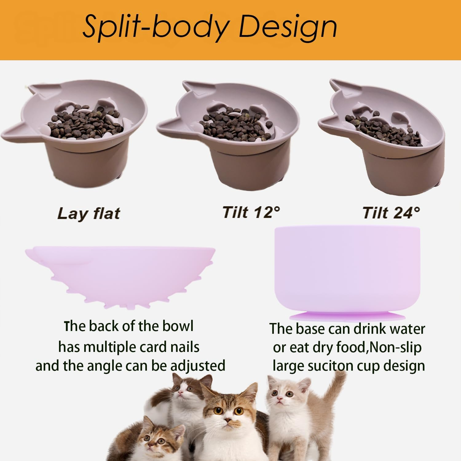 Elevated Cat Bowls Raised Cat Bowls for Food and Water, Slow Feeder Cat Food Dish Whisker Friendly, anti Vomit Cat Bowls Microwave and Dishwasher Safe, Great Height for Cat (Pink, 9.6X9.6X10Cm) image number 6