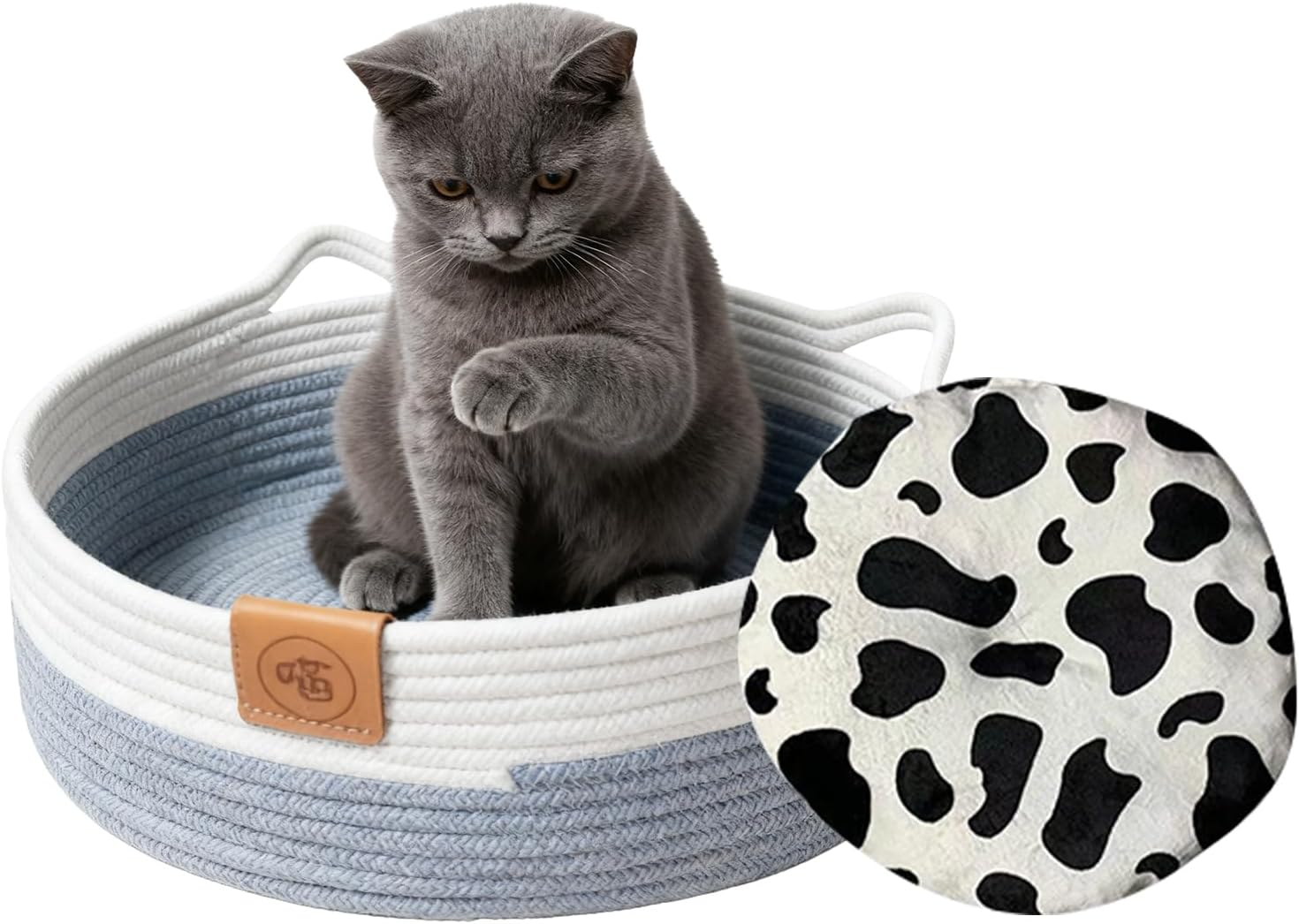 Cat Basket Bed | Cotton Rope Pet Supplies with Mat | Cute Kitten Bed Cat Basket | for Kitten Bunny Small Dog Pet Animal Toy Snack Storage Indoor Bedroom Living Room Dorm