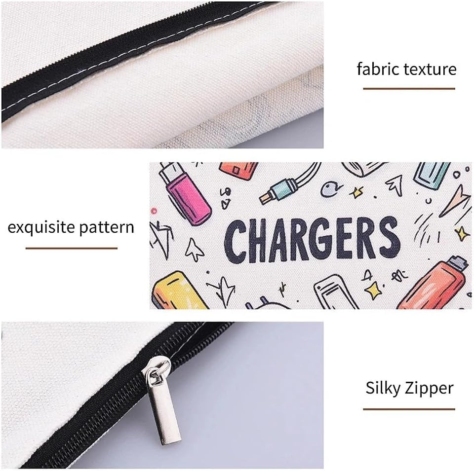 Chargers Organizer Bag for Women Men Portable Charger Cable Storage Bag with Zipper Travel Makeup Cosmetic Pouch Bags Toiletry Kit for Friends Daughter Son Birthday Christmas image number 3