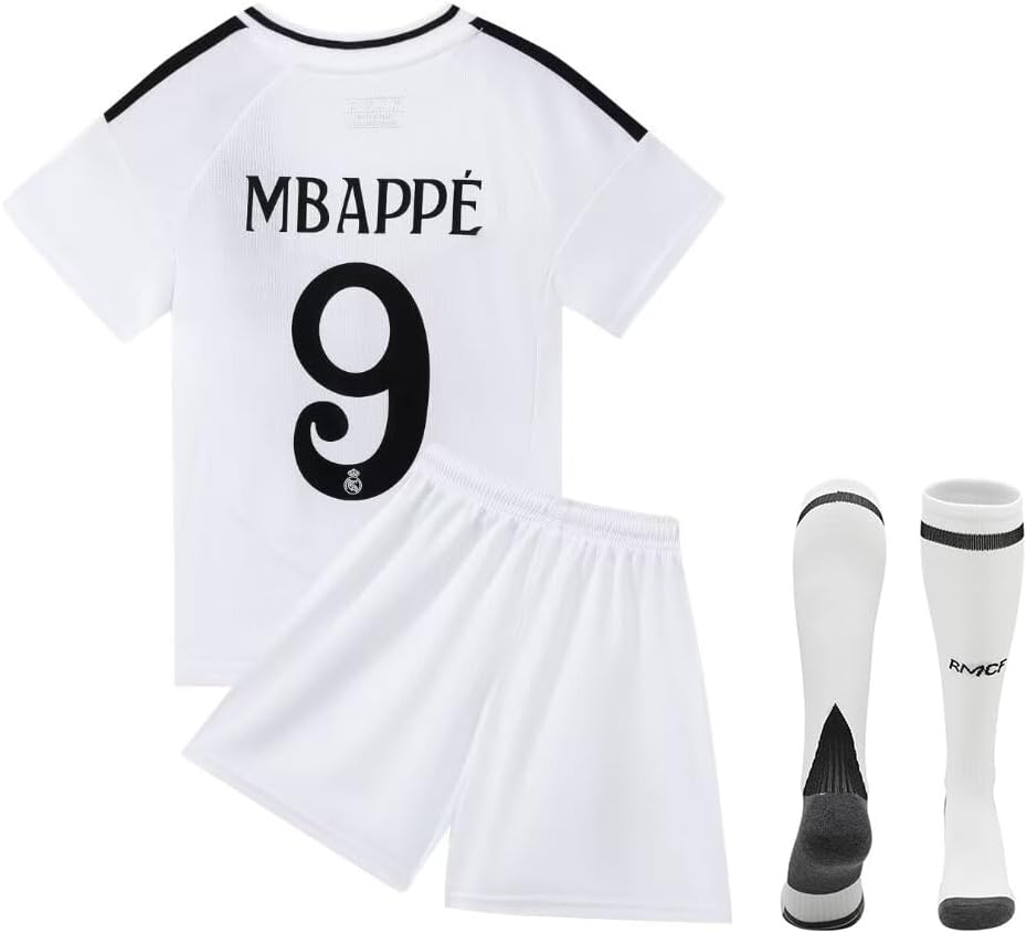 Mb 9# Madrid Soccer Jersey 2024/25, Mb Away Orange No.9 Club Football Jersey, Children'S Soccer Jersey Size 22-28