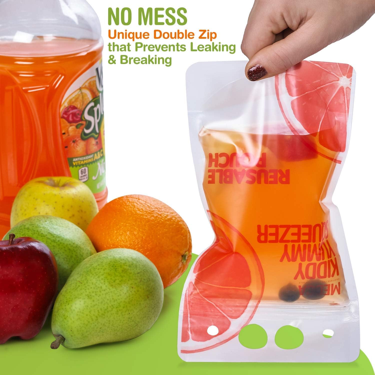 Reusable Drink Pouches - 30 Clear Drink Bags with 30 Straws - Double Zipper Reusable Smoothie Pouches Juice, Clear Zipper Pouch Storage Bags, Leak-Free and BPA Free image number 5