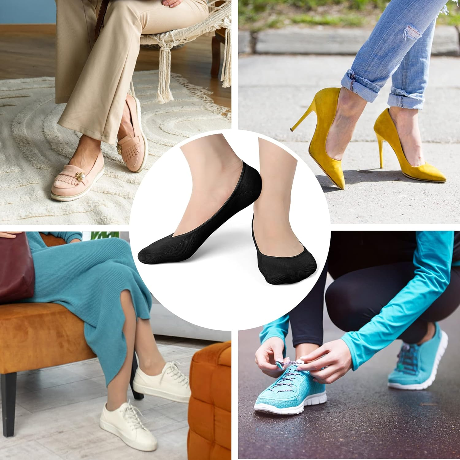 Women'S No Show Socks - Women Liners Socks Low Cut Casual Invisible Socks Thin Non Slip Socks for Sports Flat Boat Line image number 2