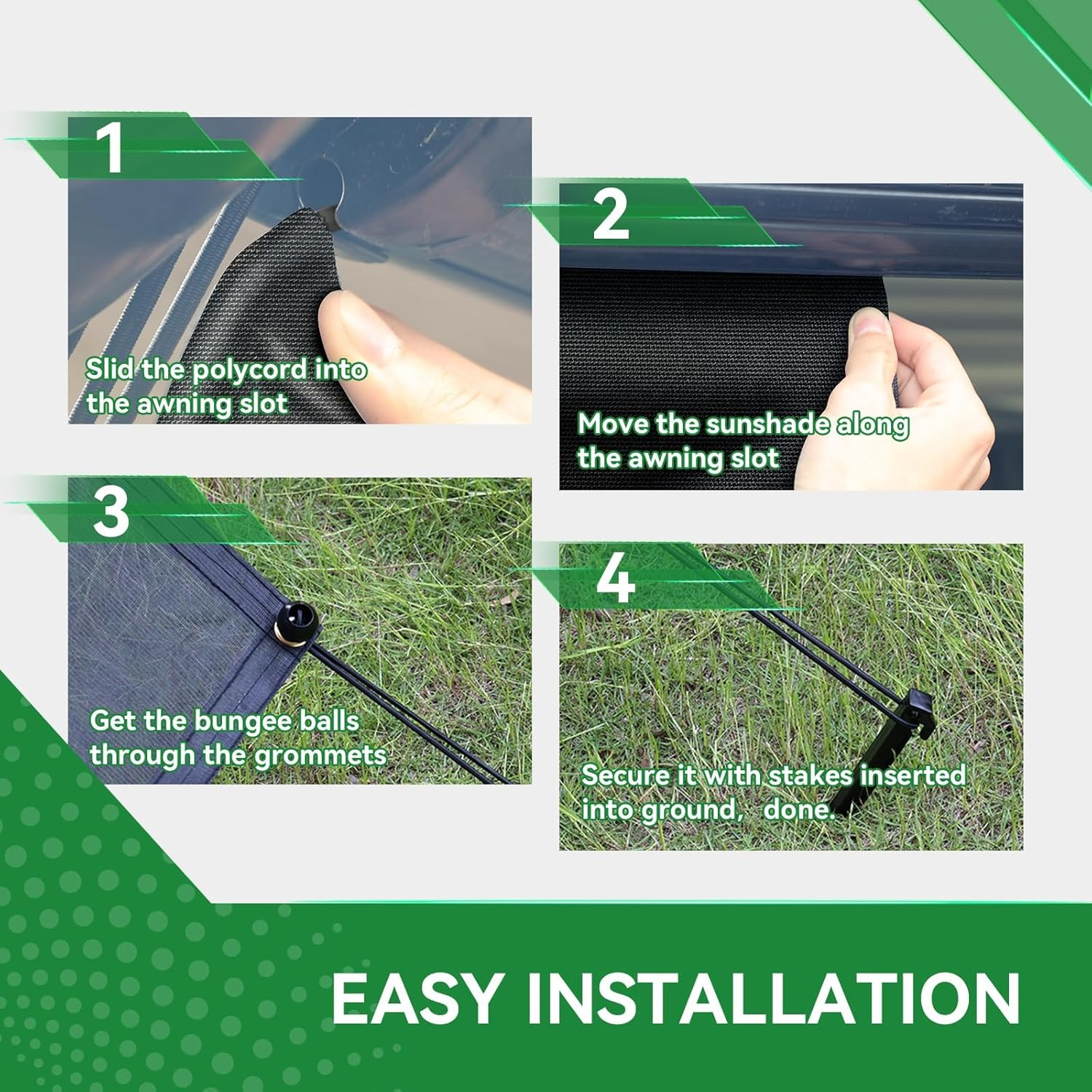 9' X 14'3'' RV Awning Shade Screen with Zipper, 600D Oxford Top + Mesh Bottom, Sun Shade Screen for Awning, Complete Kit for Trailer Camper