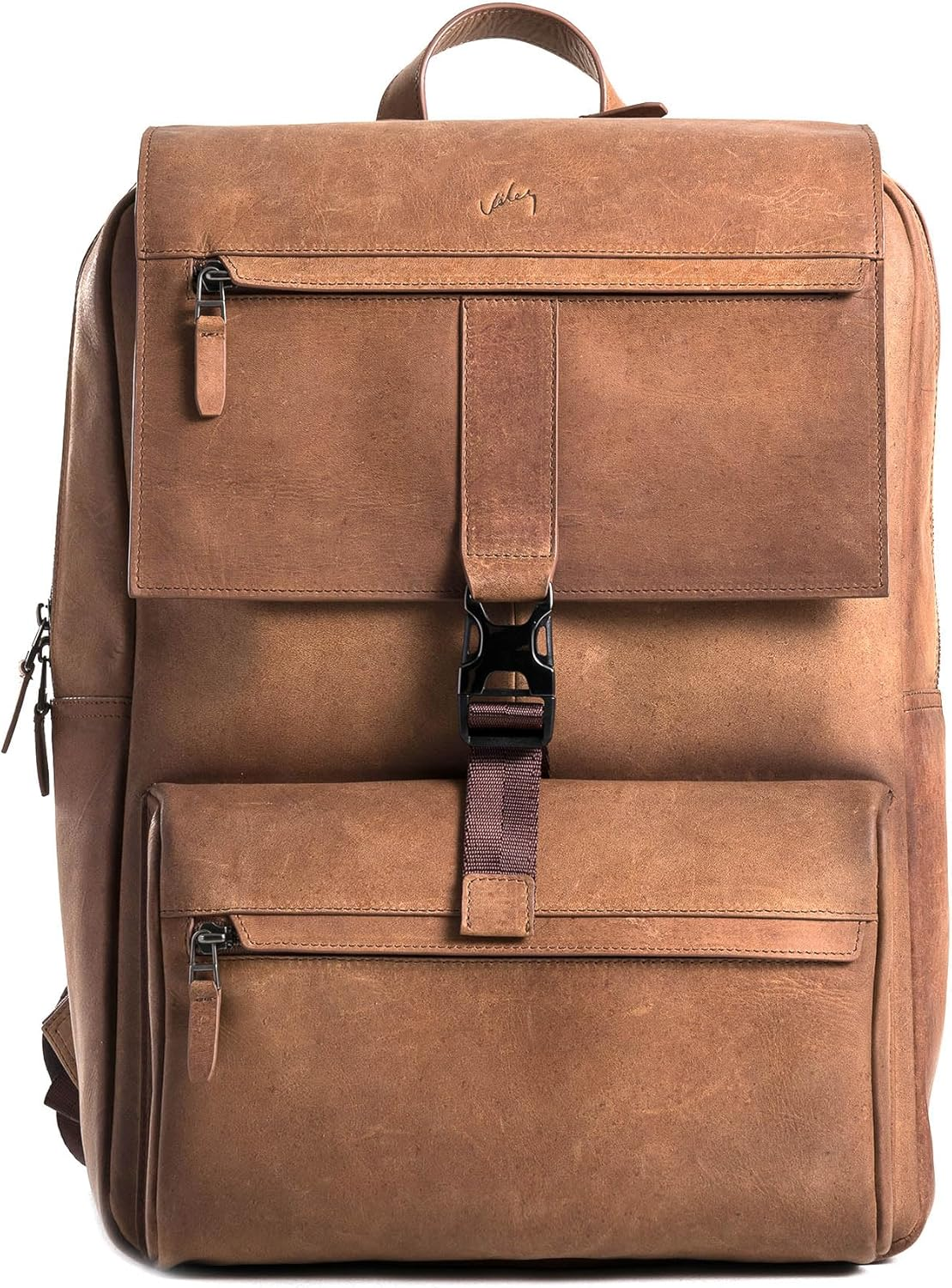 VELEZ Top Grain Leather Backpack for Men - 17" Laptop Bag for Work - Mens Computer Shoulder Bags Large Capacity