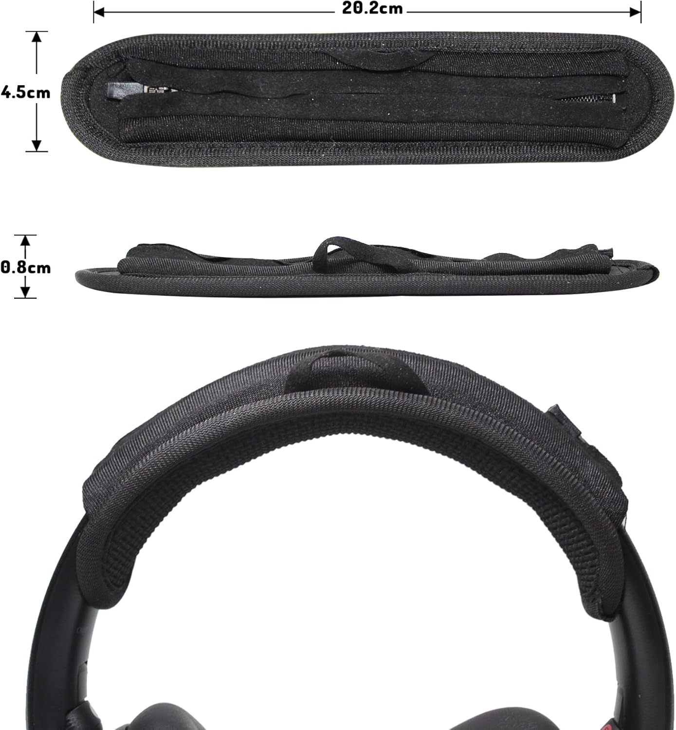 Adhiper Universal Headband Cover for Sony WH-1000XM5,WH-1000XM4 & Bose Quietcomfort QC35, QC45 & ATH-M50X, M40X, M30X, Headband Cover for Beats Bose Anker Sennheiser Skullcandy JBL Jabra Accessories - Black image number 2