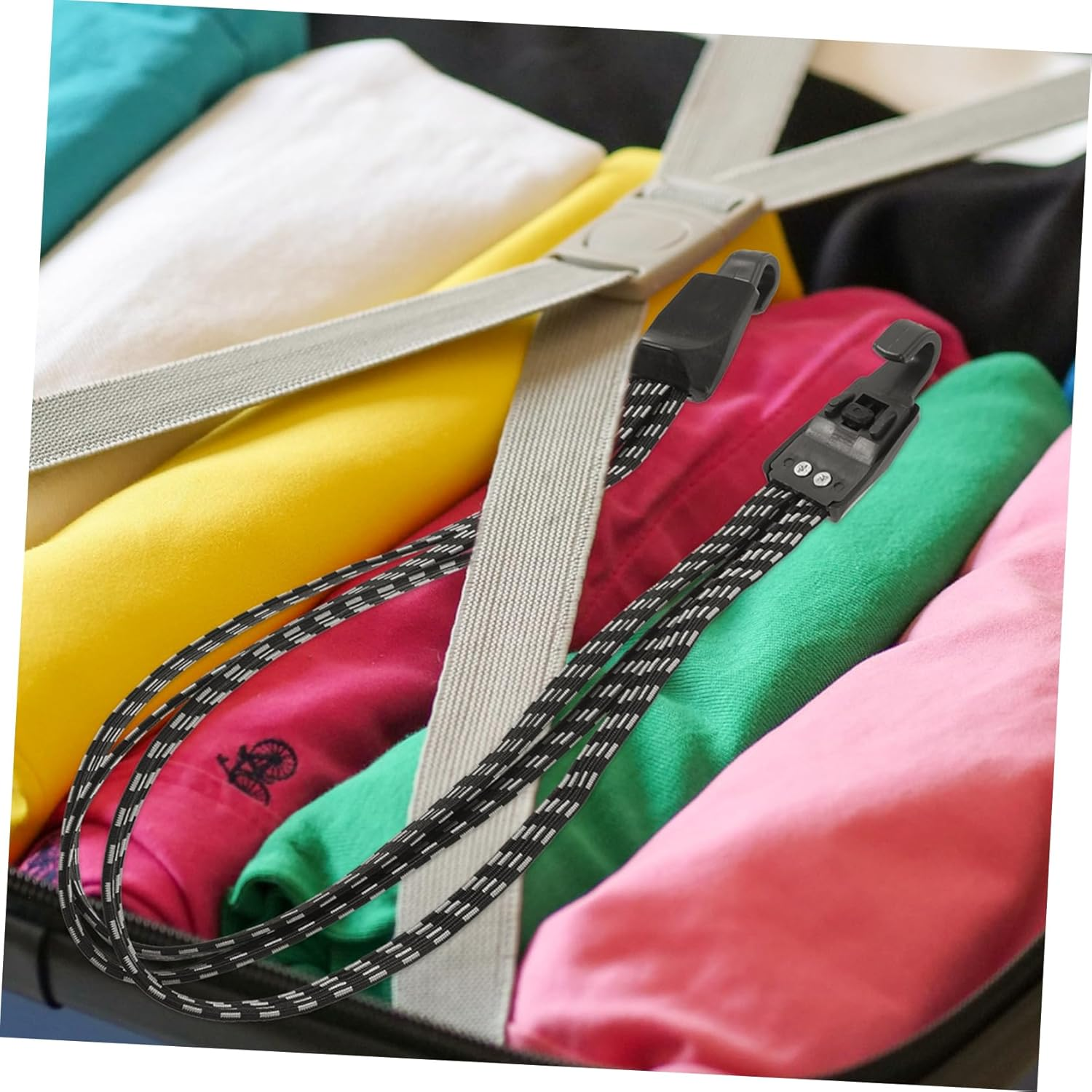 WESIEVYA Black Elastic Bungee Cord with Hooks Bike Luggage Strap Heavy-Duty Cargo Tightening Strap for Outdoor Cycling and Travel image number 3