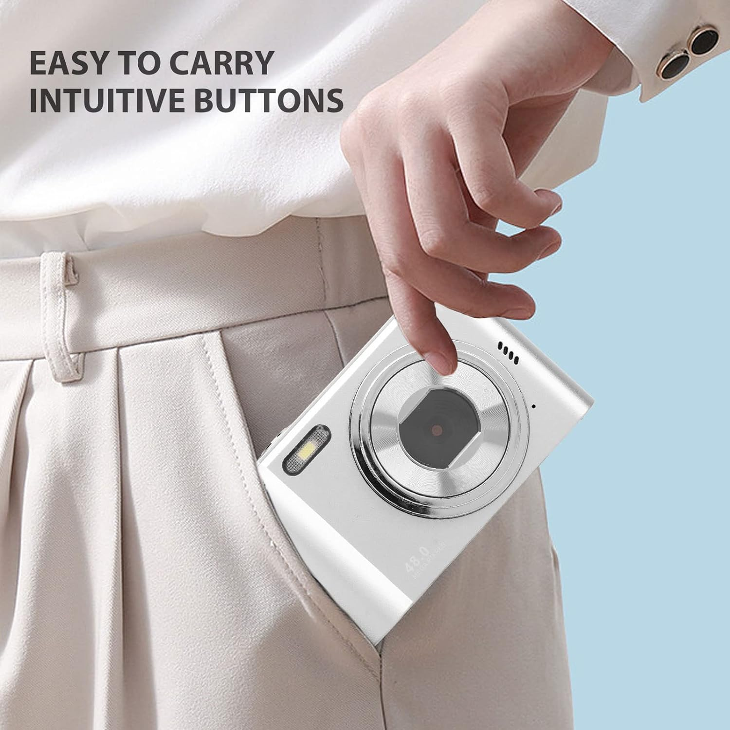 Digital Camera, 1080P 16X Zoom Selfie Camera 44MP Vlogging Camera, Support 128GB, Portable Rechargeable Camera for Students Teens Adults Girls Boys image number 4