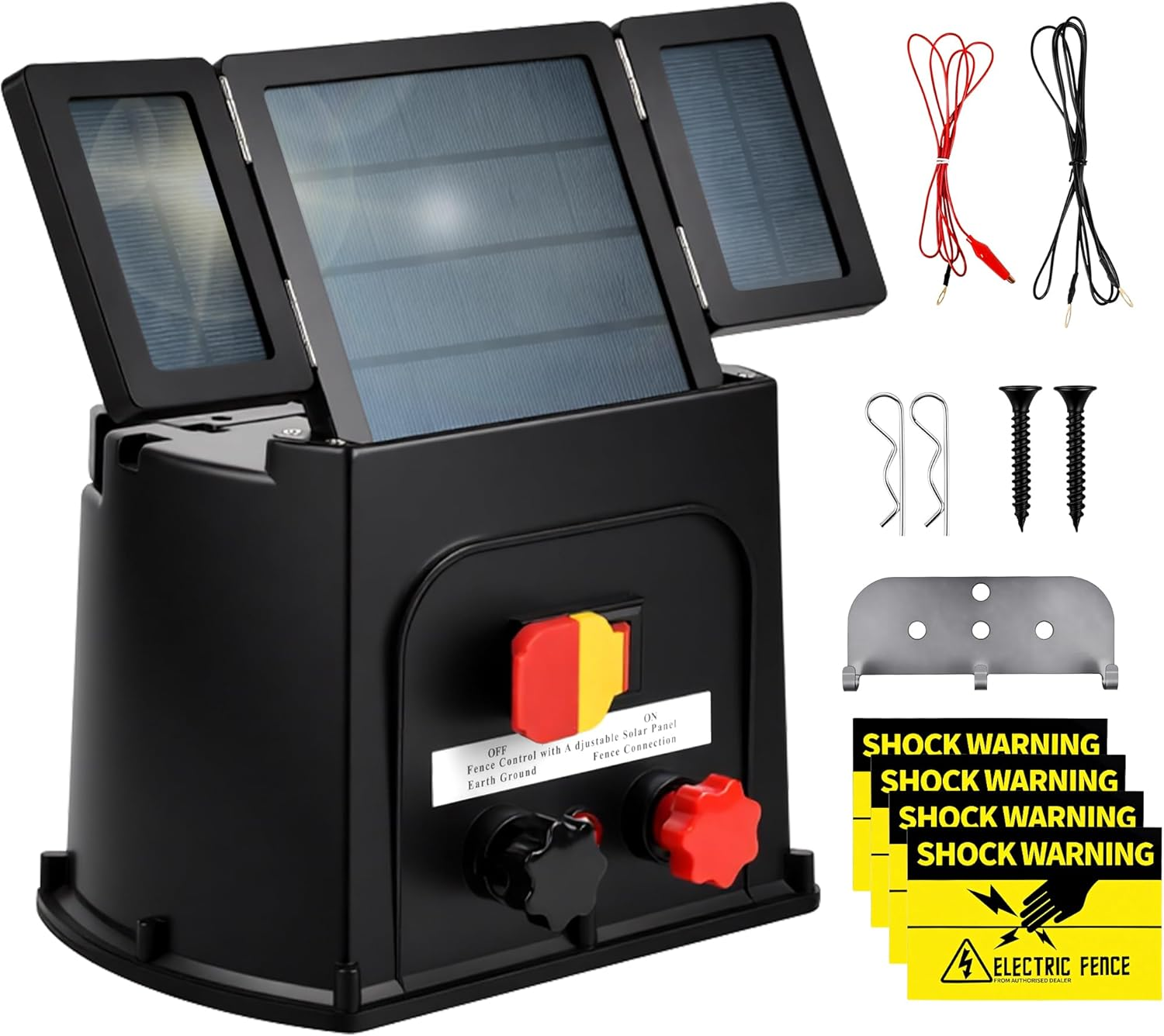 Advwin Solar Electric Fence Charger - 3Km Range, 0.1J 8KV Solar Powered, 3.5W Electric Fence Energizer for Livestock, Poultry, Garden Protection image number 6