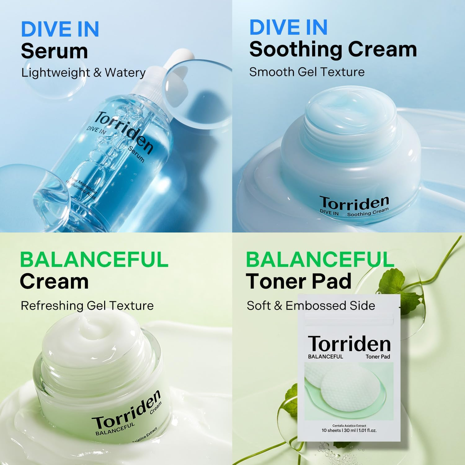 Torriden Softly Hydration Heroes DIVE in Serum 50Ml + DIVE in Soothing Cream 100Ml + BALANCEFUL Cream 80Ml + BALANCEFUL Toner Pad 10 Sheets | Deep Hydration and Soothing Care Set image number 3