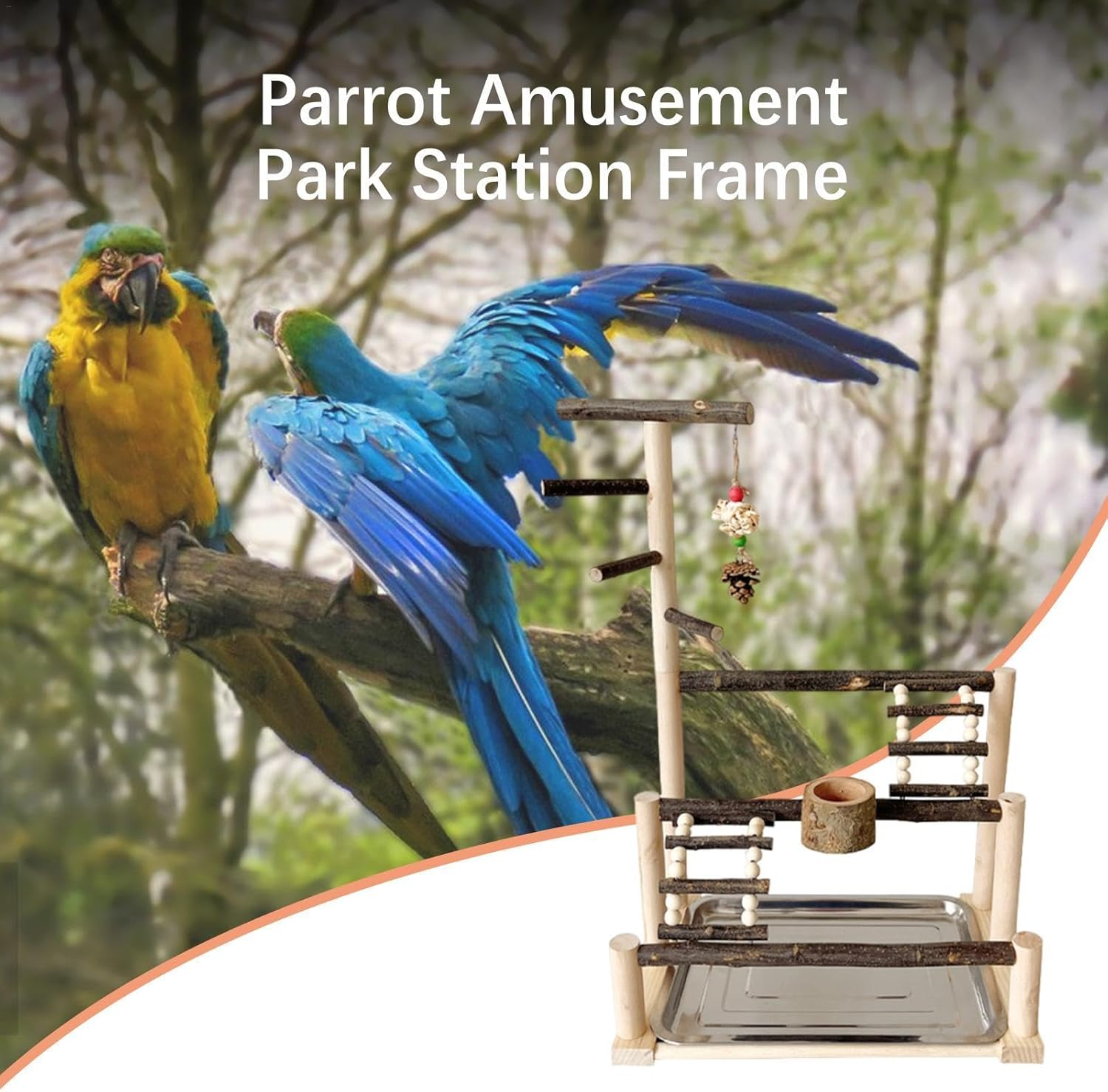Bird Stand, Parrot Play Gym, Bird Perch Stand, Large Perch Stand for Parakeet and Birds, Parrot Stand Playground, Parrot Playstand Play Gym, Parakeet Cage Accessories for Parakeets image number 2