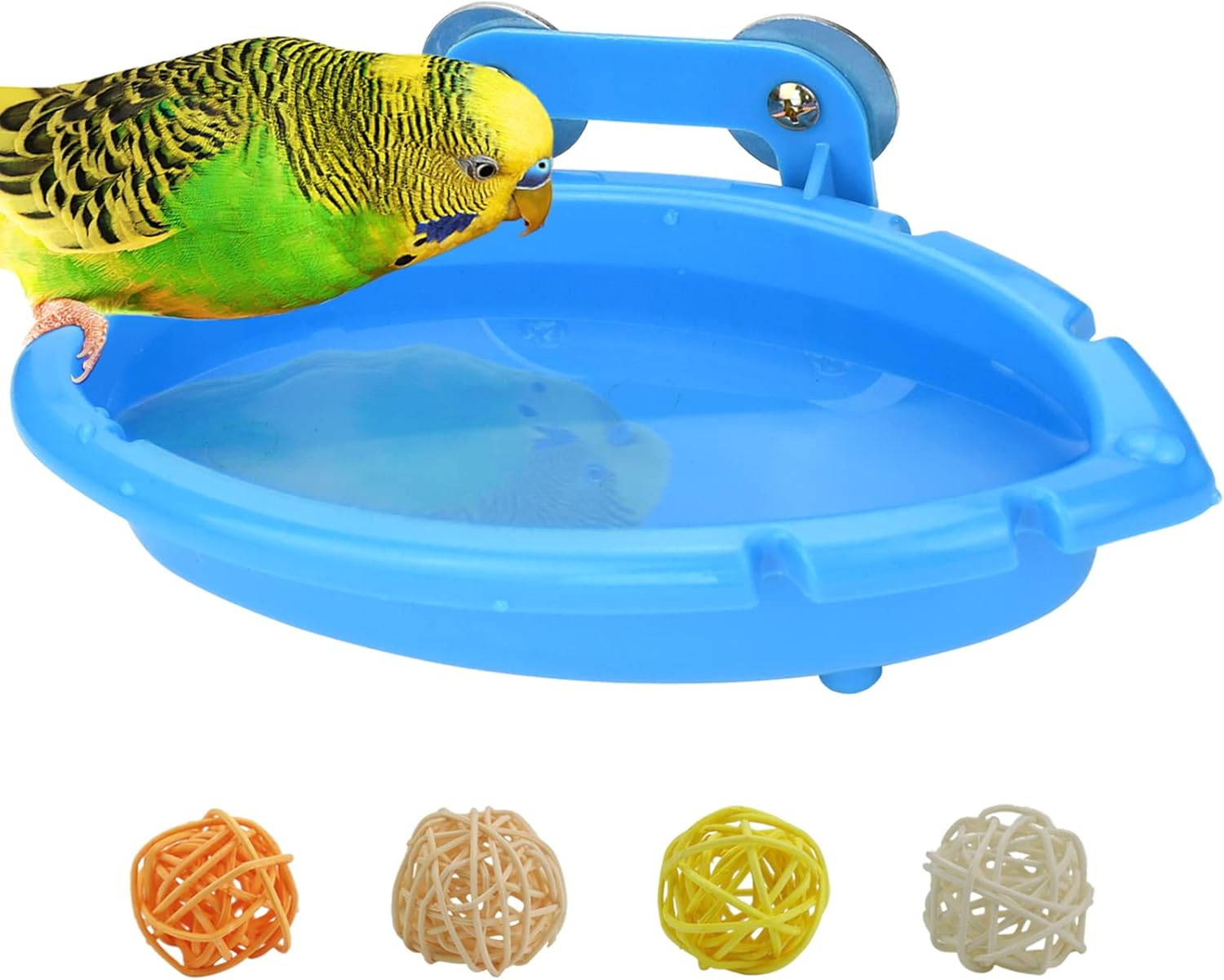Mygeromon Bird Bath for Cage-Small Tub Bowl for Hang inside Cage Birdbath Shower for Parrot/Parakeets/Cockatiels/Canary/Budgerigar (Blue) image number 4