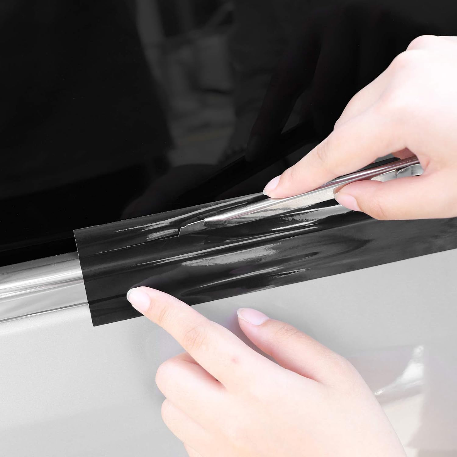 Free Tool Kit High Gloss Vinyl Wrap Kit for Black Out Chrome Delete Window Trim Door Trim (2Inches X 30Feet) image number 5