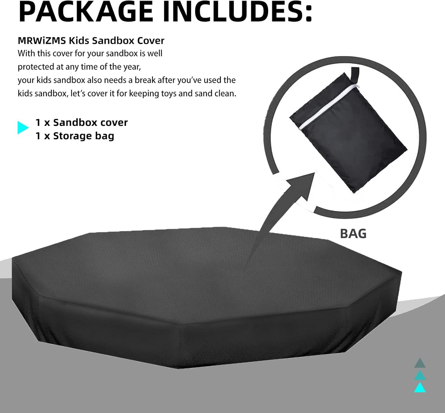 Octagon Sandbox Cover, Outdoor Garden Outdoor Octagon Sand Box Cover, 420D Oxford Cloth Waterproof, Windproof and Dustproof, Suitable for Children'S Sandbox Protection (Black,84" X 78" X 9")