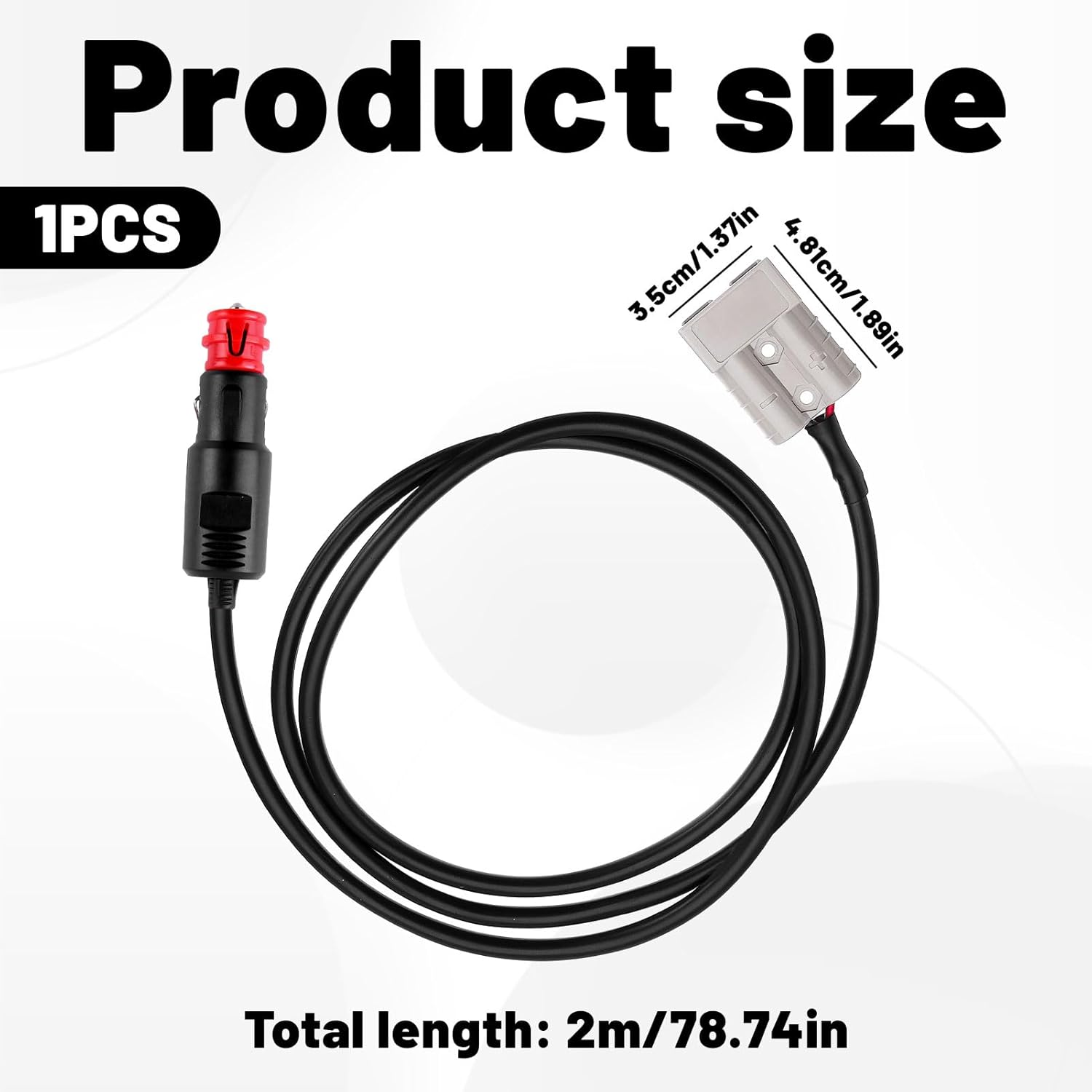 Anderson Plug Extension Cable, 1 Pcs Cigarette Lighter Adapter, 12V Anderson Plug Connector Lead, Style Connector to EU Male Car, 16AWG Style Connectors for Caravan Accessories (2M)