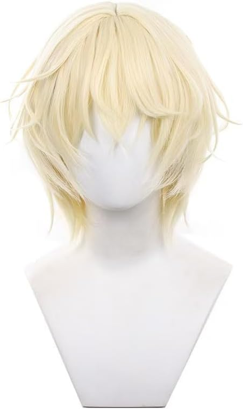 Tongtta Anime Gray White Cosplay Gabimaru Wig Short Curly Hair for Men Halloween Costume Wig for Party