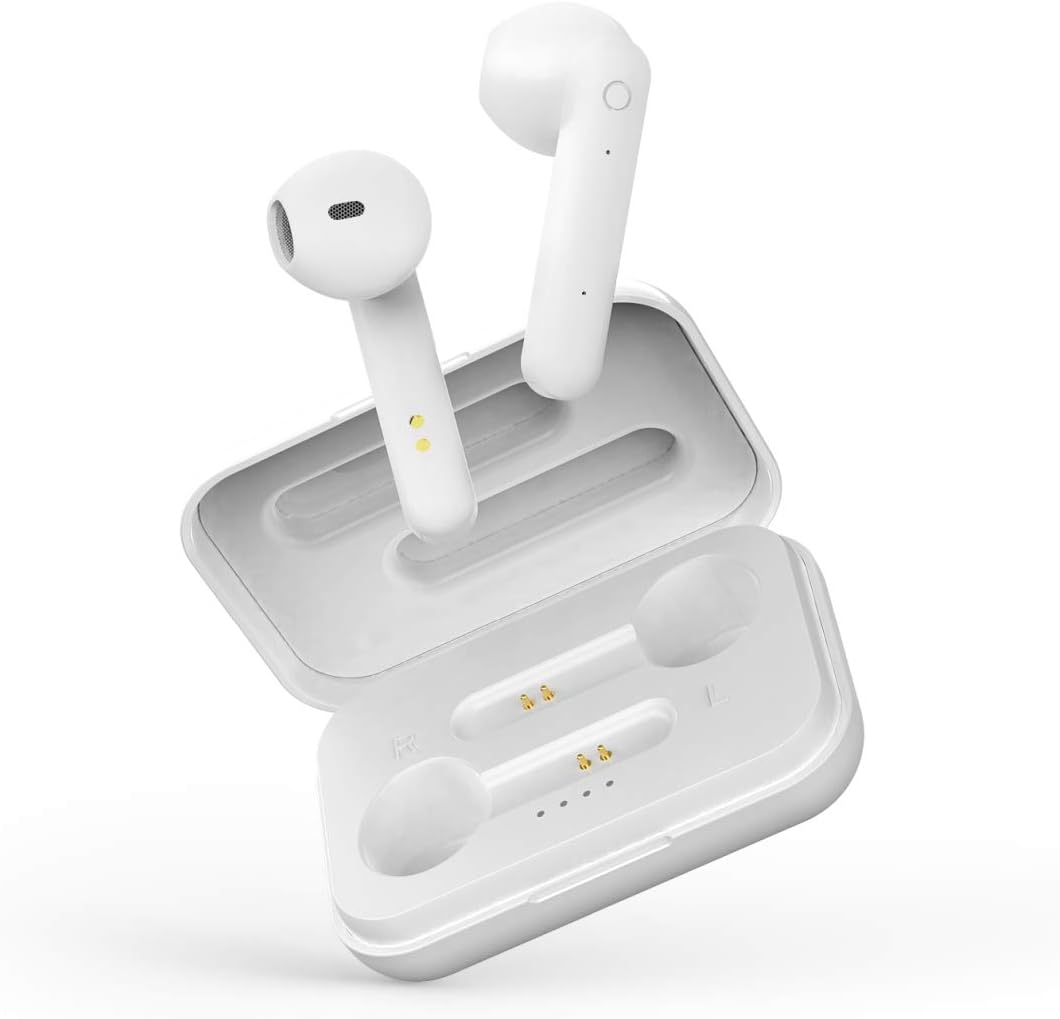 STREETZ TWS-105 Stereo Bluetooth Headphones In-Ear Wireless Headphones, Bluetooth 5.0 Earbuds with Built-In Microphone and Quick Charging Case up to 12 Hours of Music Playback, Comfortable Grip, White image number 2