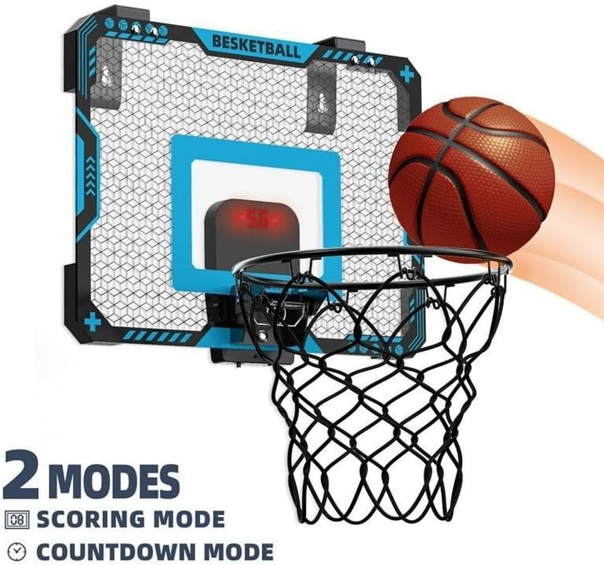 Aoiiigo Basketball Hoop with LED Lighting and Electronic Scoreboard with 2 Scoring Methods Mini over the Door Hoop for 4-12 Year Old Boys Girls Birthday Gift image number 1