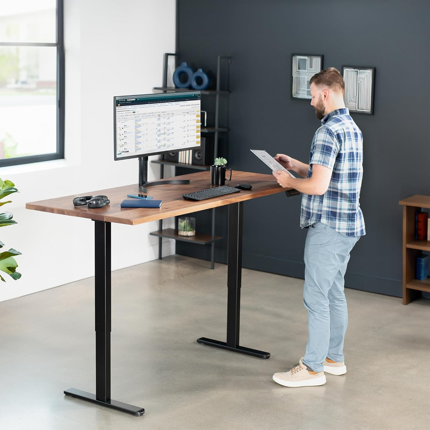 VIVO Electric Sit Stand Desk Frame, Dual Motor Memory Controller Height Adjustment, Frame Only, Black, DESK-E-200B image number 6