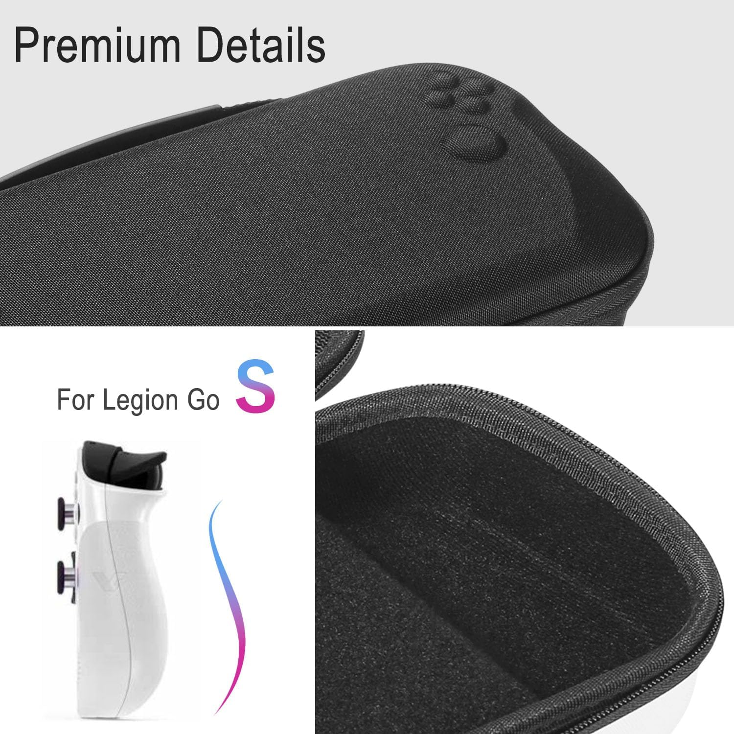 Digi-Tatoo 【Carry Case+Screen Protector】 Large Carrying Case Compatible with 2025 Lenovo Legion Go S 8" & Accessories, Shockproof Scratch-Proof Travel-Friendly Protective Hard Shell Suitcase - Black - White-2025 Legion Go S image number 3