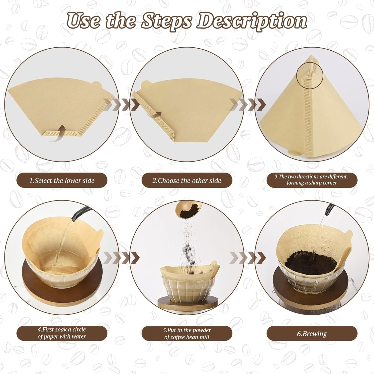 NAILGIRLS Coffee Filter Paper - 200 Count Natural Coffee Filters 2-4 Cup, Size 102 Unbleached Original Wooden Drip Paper for Coffee Machines & Coffee Cones,Disposable for Pour over & Drip Coffee Maker image number 5