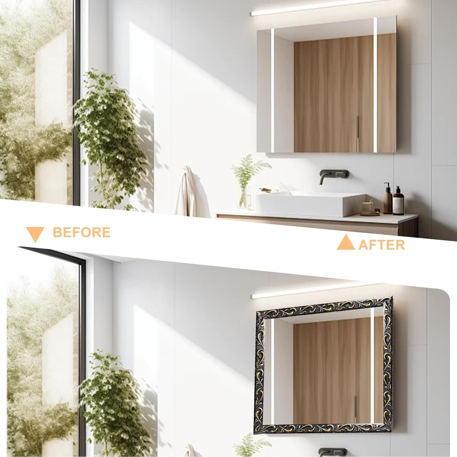 600Cm Flexible Coving for Ceilings- Self Adhesive Wallpaper Border, Waterproof Moulding Trim 3D Vintage Pattern, Peel and Stick Wall Border for Home Decoration（Black with Gold-2Cm） image number 5