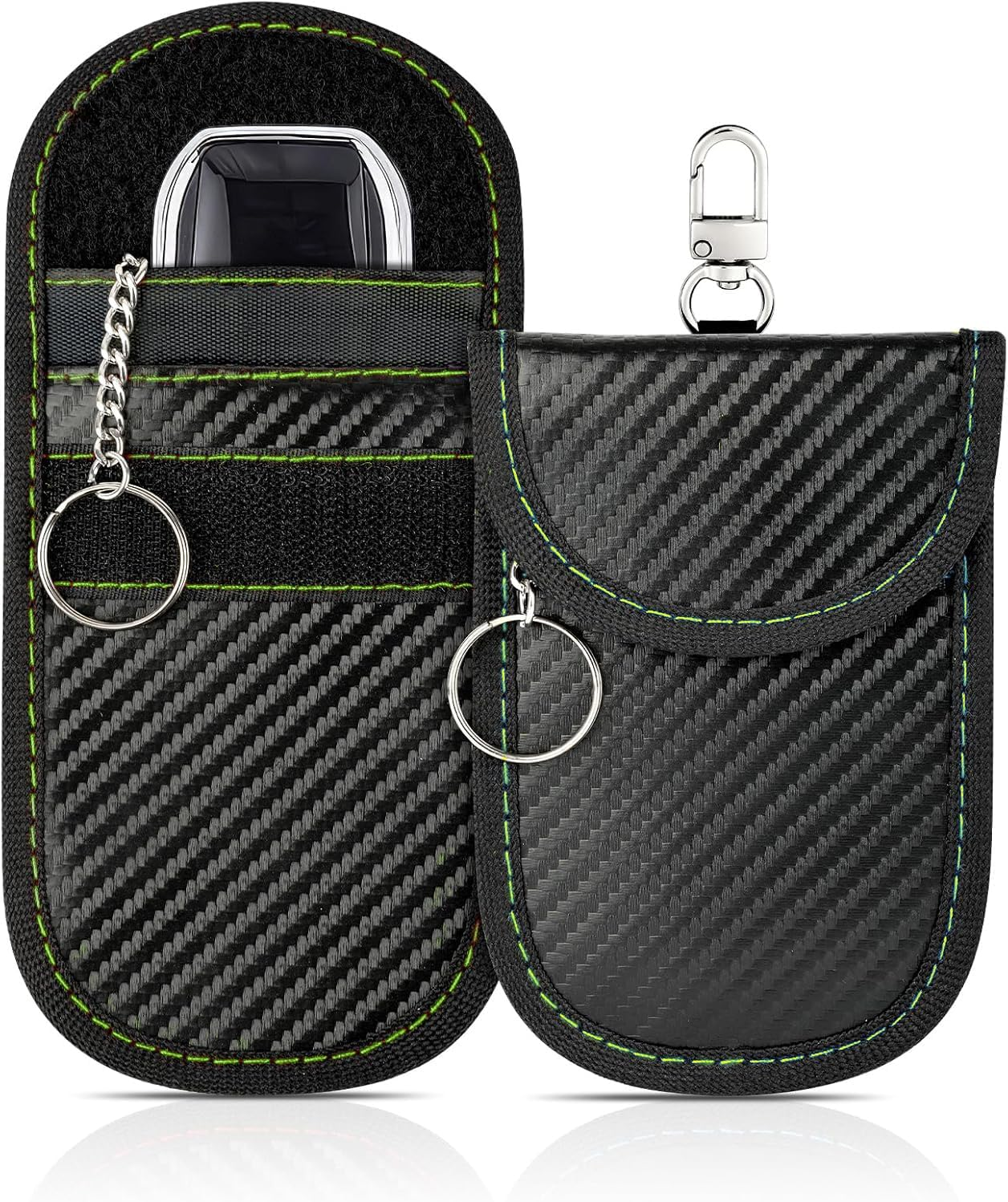 Faraday Bag for Key Blocker Bags 2-Pack - Anti-Theft Dual-Layer RFID Shielding Pouch for Car Keys & Credit Cards, Magic Seal Design, Faraday Key Fob Protector (3.8 &times; 8.0 In) (Dark Black) image number 2