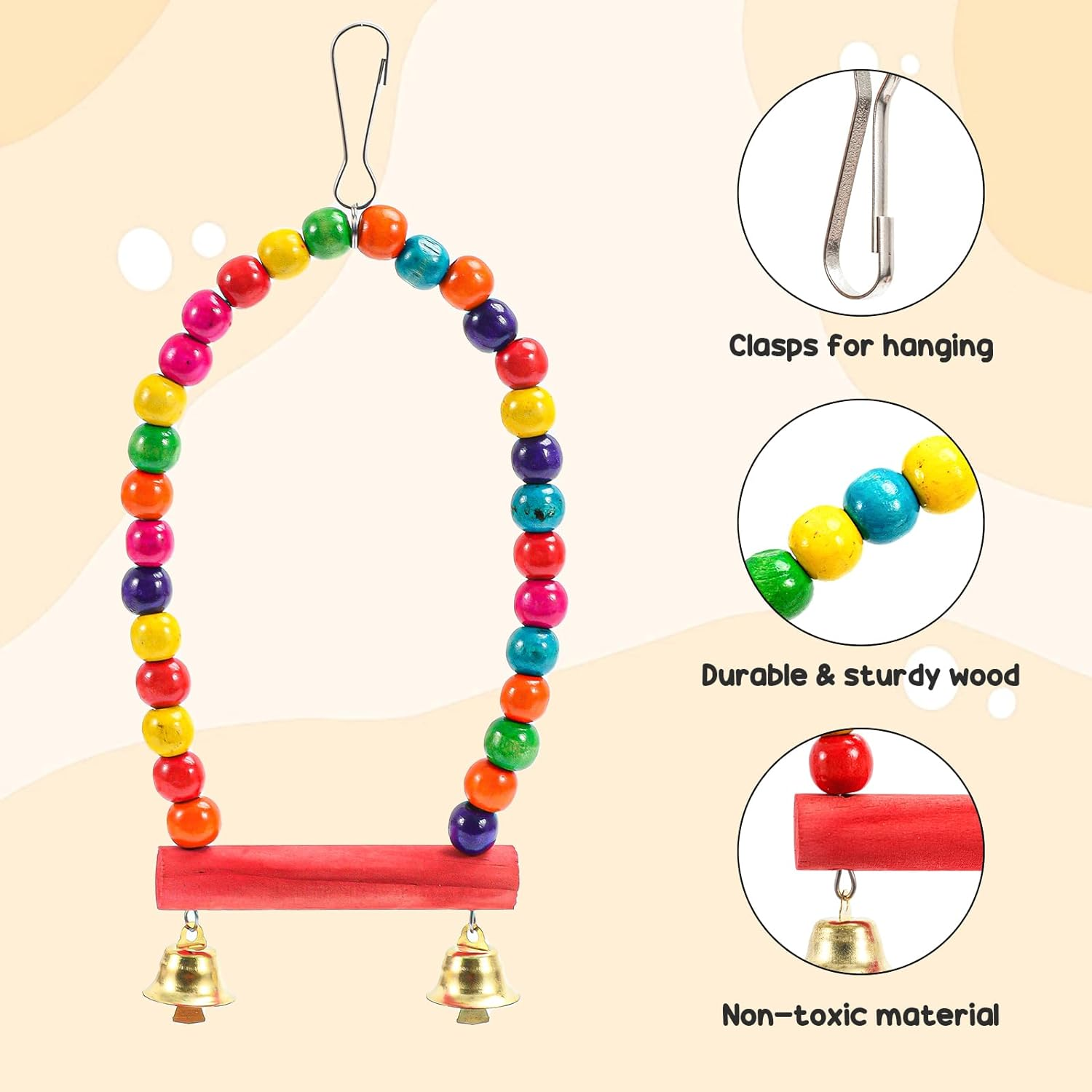 Avont Bird Swing Set Toys Parakeet Parrot Conure Cockatiel Cage Perches Playground Accessories -12PCS image number 5