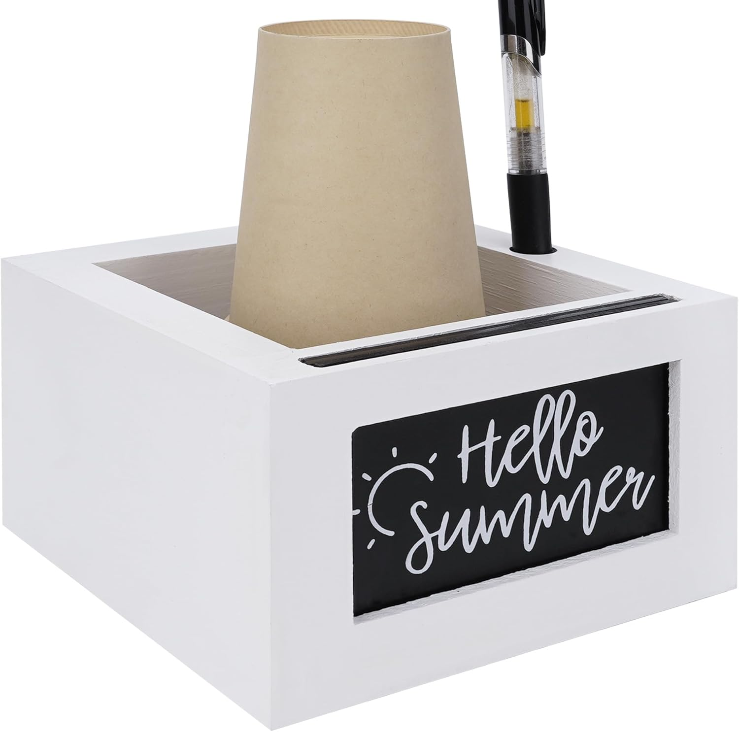 Cup Holder with Marker Slot, Black Wood Disposable Cup Holder, Mark Your Cup and Drink up Plastic Cup Organizer Drink Dispenser for Wedding Party Kitchen Decor