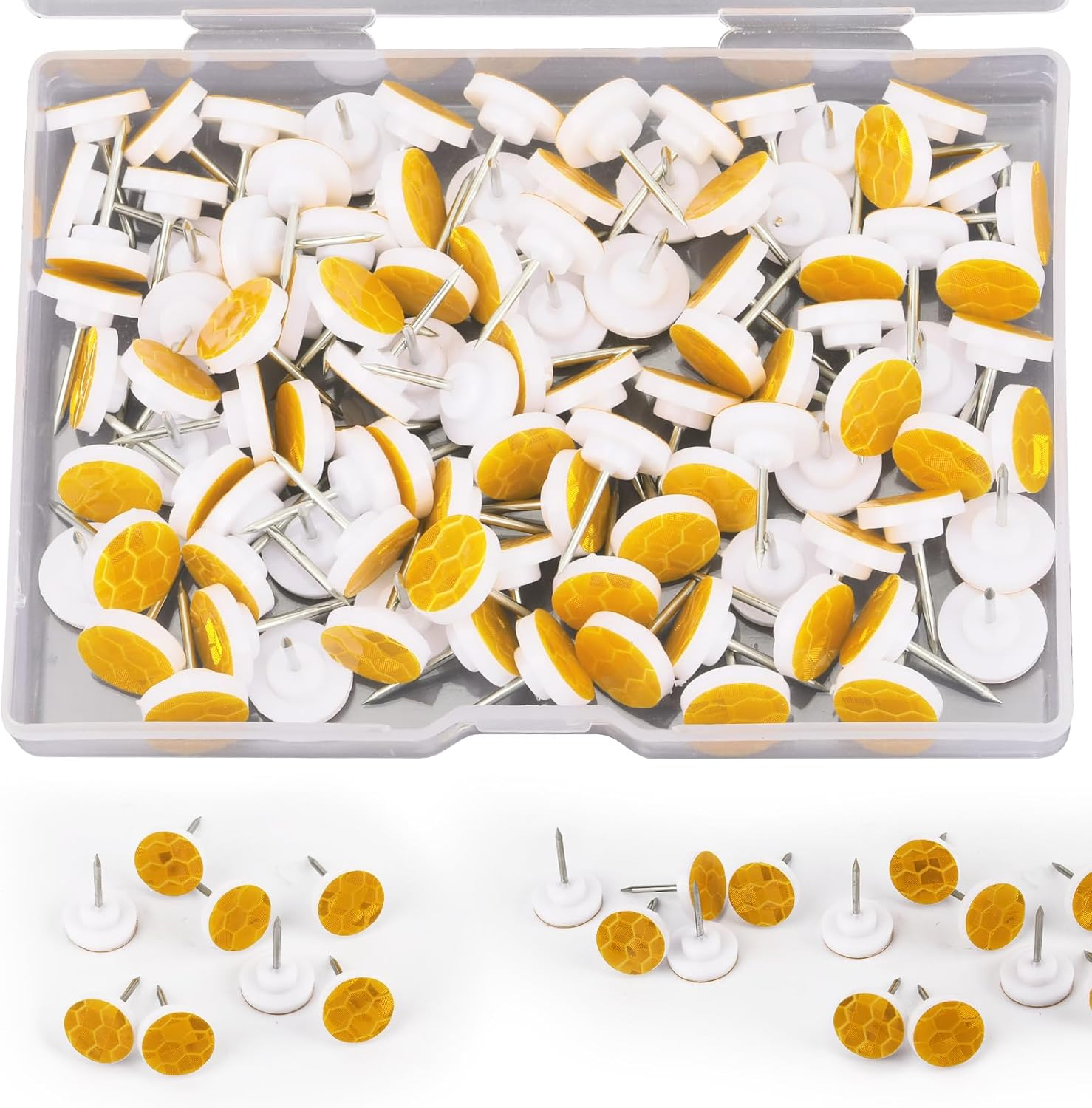 XIHIRCD 100Pcs Reflective Trail Tacks, Hunting Trail Markers Glow in the Dark Box Package Reflective Trail Tacks for Hunting Camping Hiking Survival Outdoors (Green)