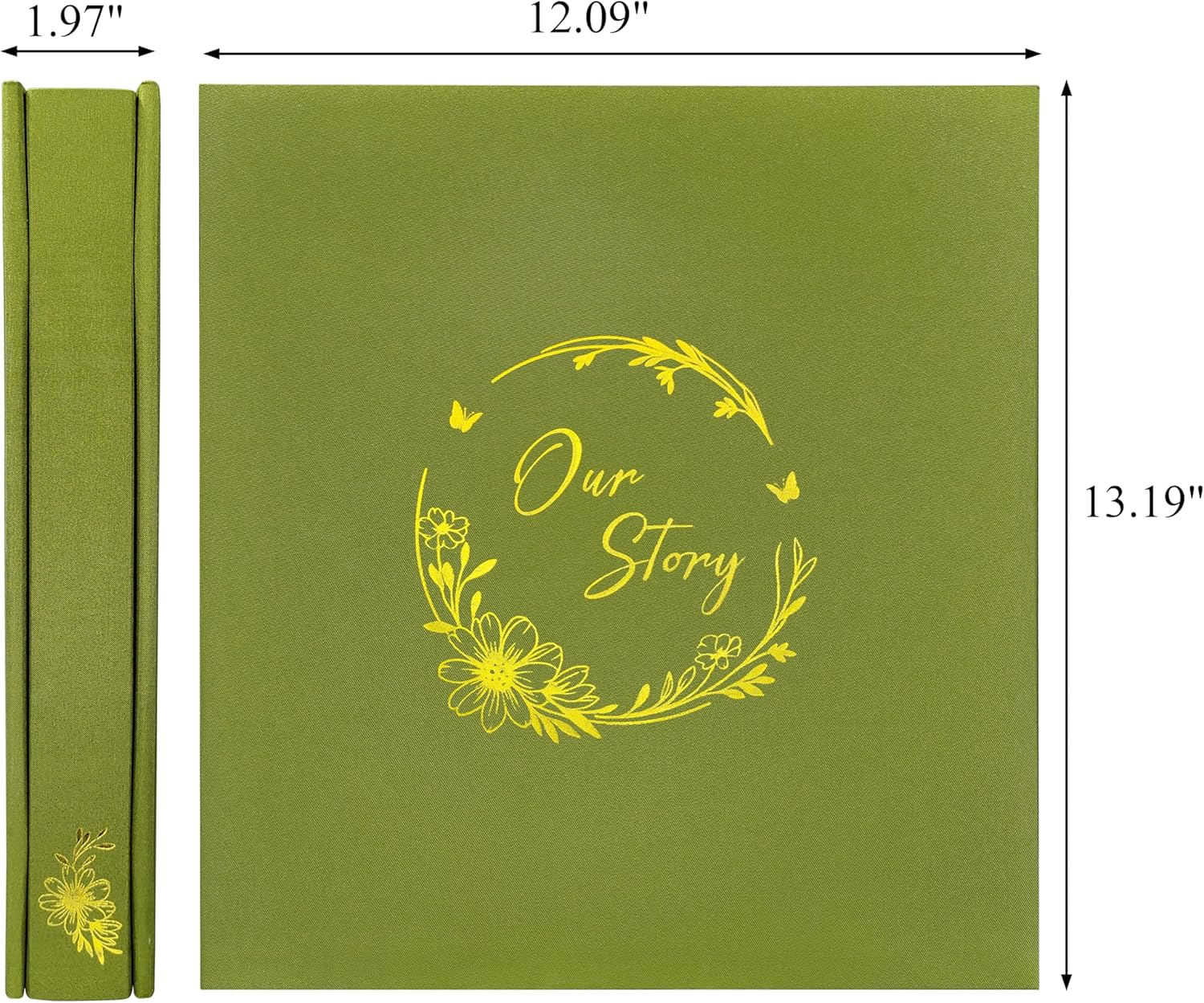 Photo Album 4X6 for 500 Pictures &ndash; Our Story Memory Book with Gold Wreath Cover &ndash; Family Scrapbook for Holiday, Party, Everyday Moments by Kuword, Olive image number 4