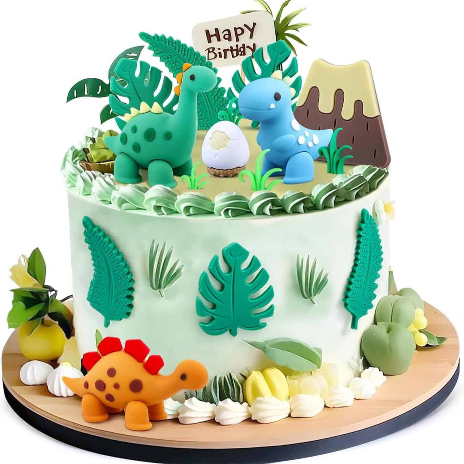 15 Pcs Dinosaur Cake Decorating Kit; Kids Birthday Party 3D Dinosaur Cake Topper Decoration Accessories image number 1