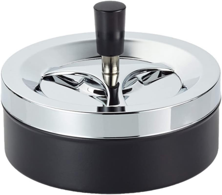 Round Spinning Ashtray Cigarette Tray Portable Ashtray with Lid Rotatable Ashtray Fully Enclosed Ashtray for Home Office image number 3
