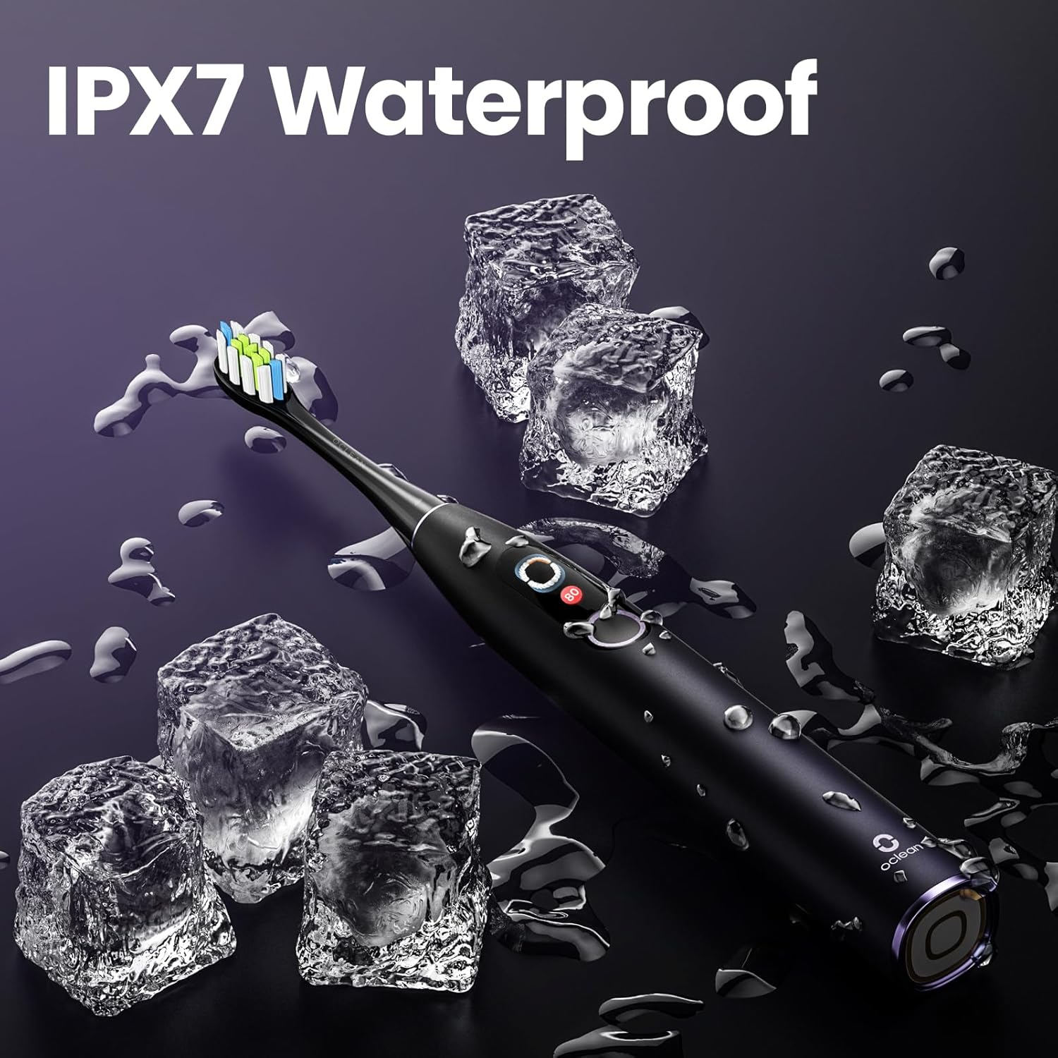 Oclean X plus Pro Set Purple &ndash; Ultra‑Quiet Sonic Electric Toothbrush Kit with Colour Touchscreen, App, Wireless Quick‑Charge, 30‑Day Battery - Rechargeable - Purple image number 5