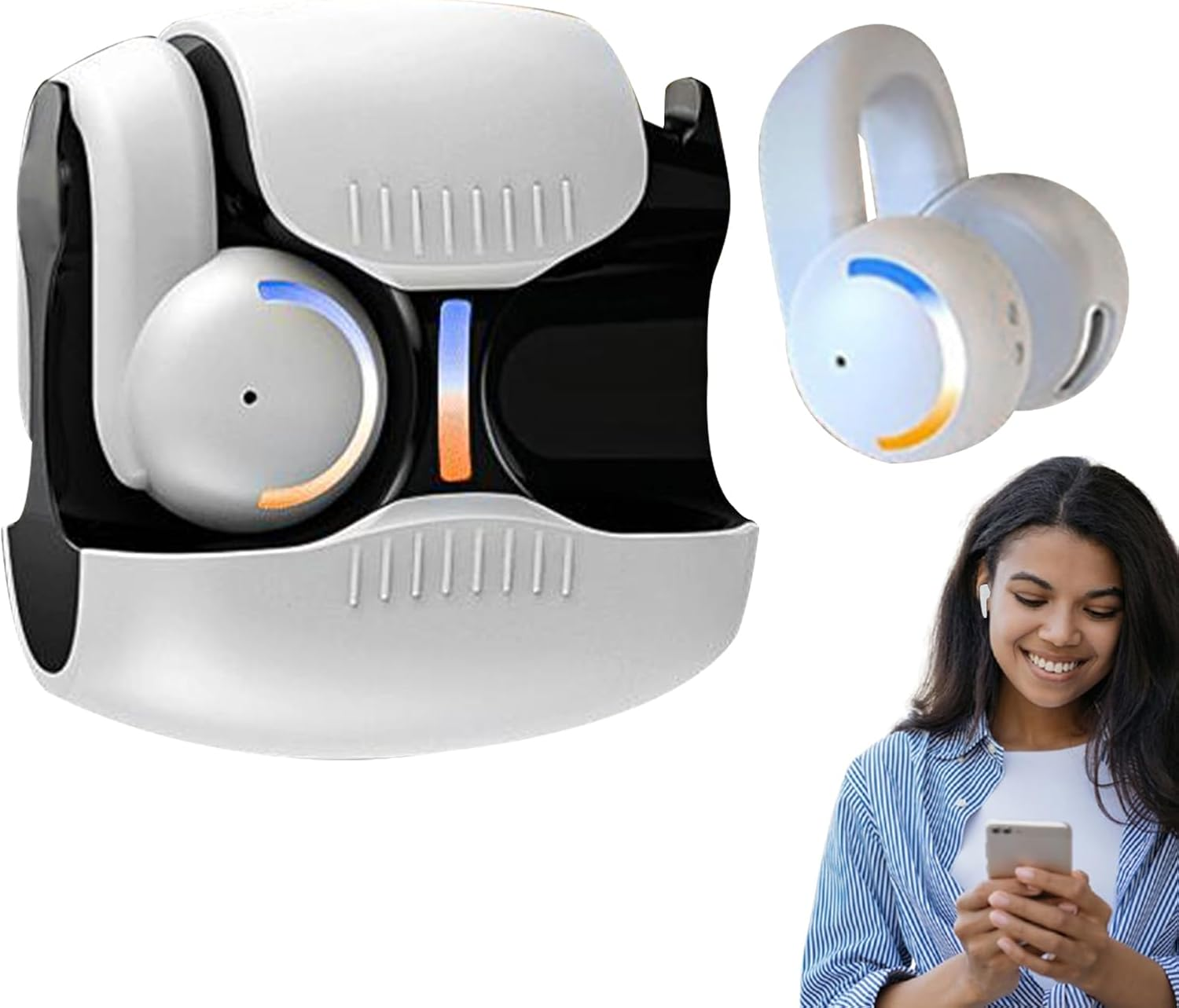 Lmyit Ear Clip Headphones,Clip on Headphones - Comfortable Noise Cancelling Wireless Earphones Secure Fit Lightweight for Sports Running Sleeping Travel Workouts Shower image number 6