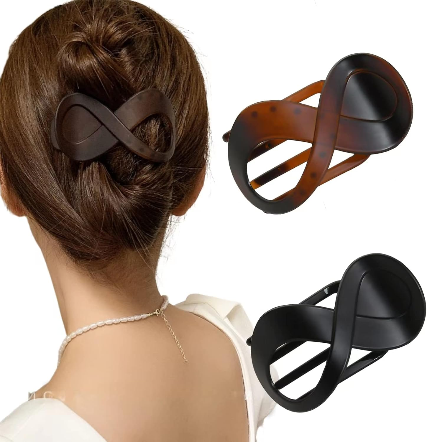 Hair Claw Medium French Hair Clips Set Hair Clips Women'S Large Thick Hair Accessory for Women Girls (Black, Tortoiseshell) image number 4