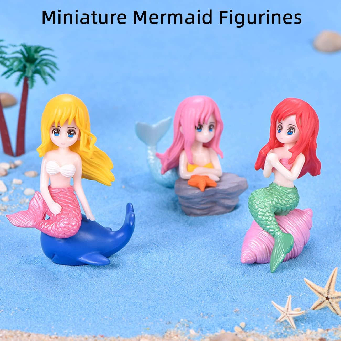 LONCESS Miniature Mermaid Figurines, Mermaid Fairy Garden Accessories for Crafts, Terrarium, Miniature Moss Landscape Decorations, Birthday Cake Decoration Wedding Party Supplies, Ideal Gifts, 4 Pcs - Frog Is Having Afternoon Tea image number 4