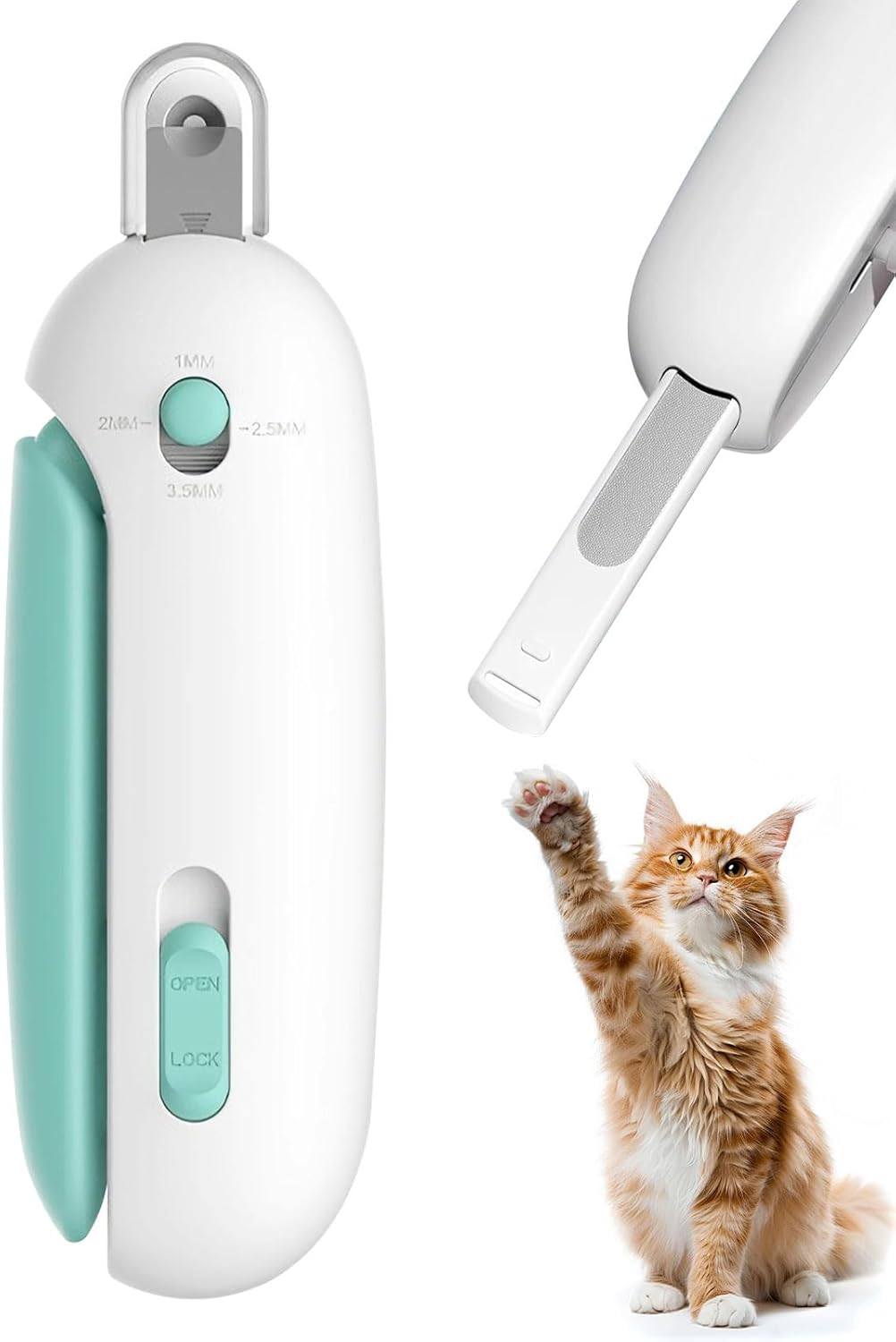 Cat Nail Clippers, Cat Claw Clippers, Cat Nail Clippers with Nail File, round Hole Blade, Adjustable Aperture with Hidden Nails File, Ideal for Pet Grooming and Pets Claw Care (Blue) image number 3