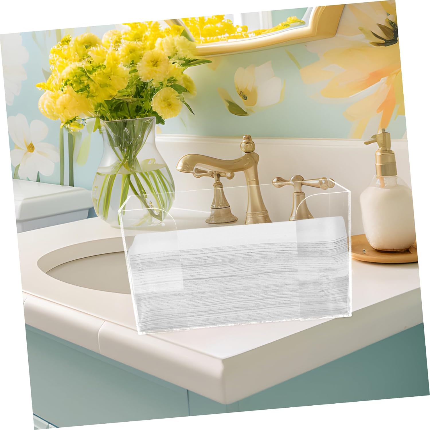 Tissue Box Organizer Acrylic Paper Towel Holder Desk Storage Box Simple Design for Home Office