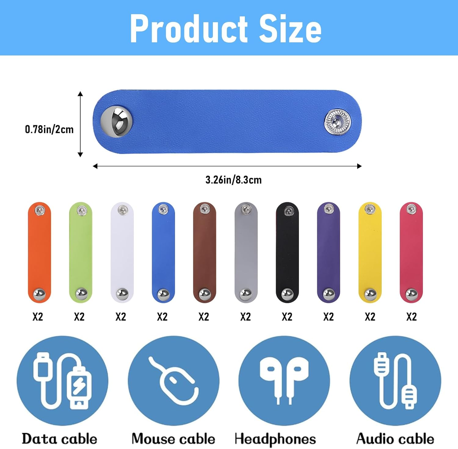 20 Pcs Cord Wrap Organizer Leather Cord Organizer Cable Keeper Cord Organizer Phone Cord Organizer Reusable Cable Straps Clips Wire Ties for Cable Straps,Usb Data Holder Earphone Cable (Colorful) image number 6
