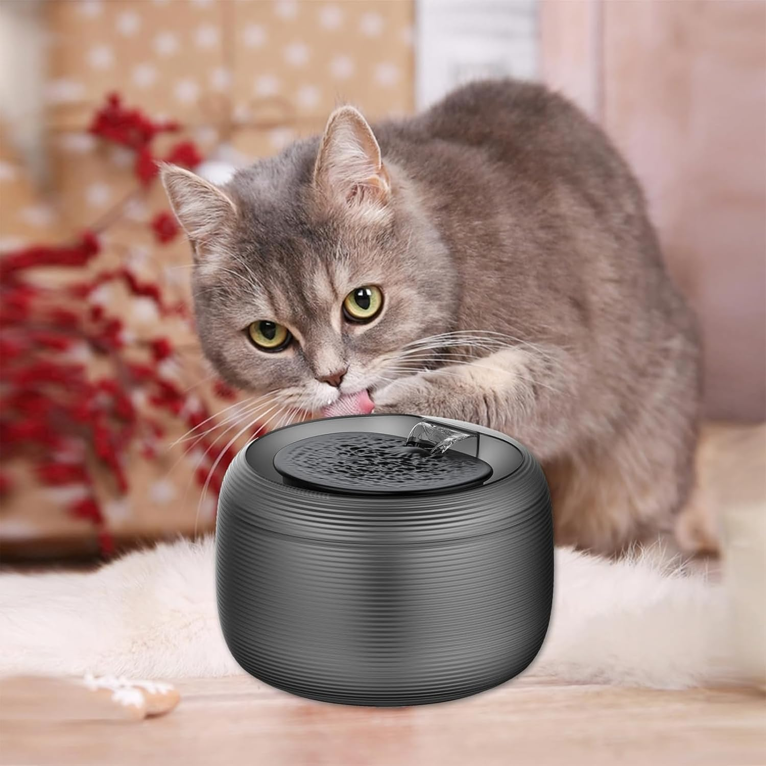 Moguri 4 + 4 Pieces Drinking Fountain Cat Replacement Filter, Filter Cat Fountain for 84 FL Oz/2.5 L Drinking Fountain for Cats and Dogs, with Carbon Filter and Foam Filter