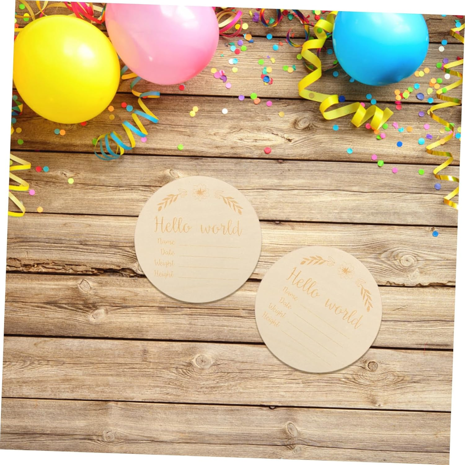 DOITOOL 14Pcs Laser Engraved Wood Chips Milestone Cards round Wooden Monthly Milestone Cards Newborn Photography Prop Growth Signs image number 6