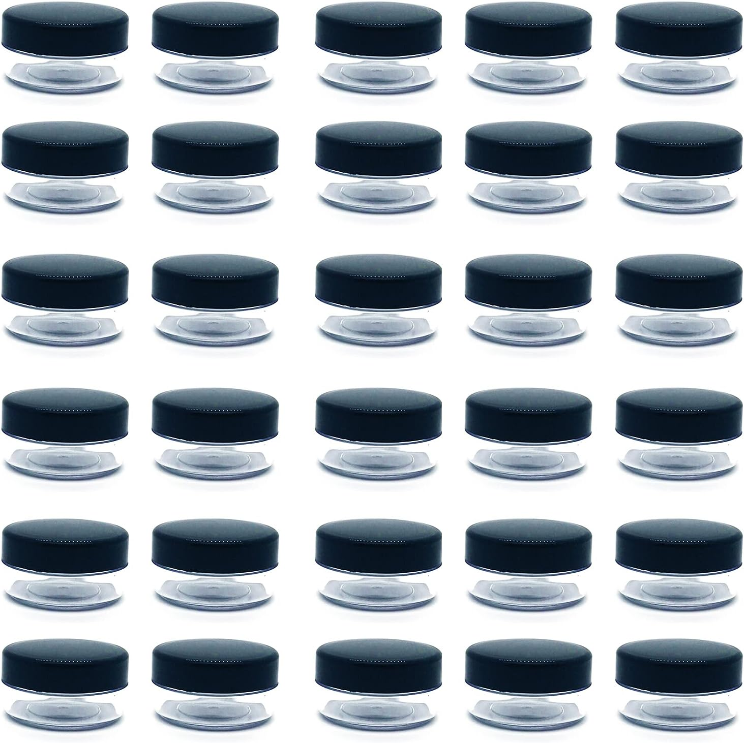 30 Pcs Sample Containers, 10 Gram Mini Sample Jars for Cosmetic, Eye Shadow, Black Lid