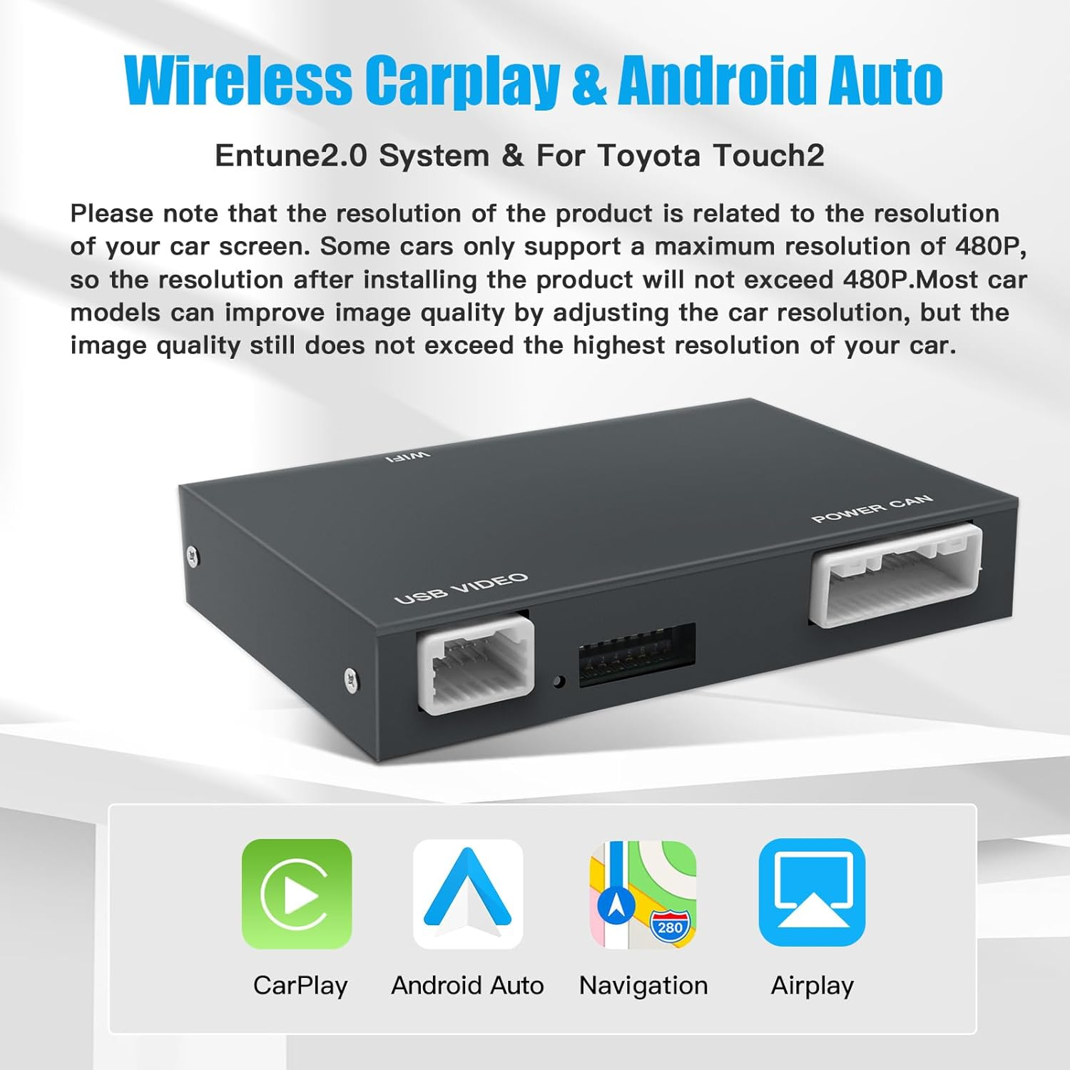 Wireless Carplay/Android Auto Adapter for Toyota with Entune2.0 & Touch2 2014-2019 New Version Retrofit Kit Decoder Fits for Tundra/Highlander/Rav4/Tacoma/Camry/Corolla/Avalon/Prius/Ch-R/Sienna/Camry image number 5