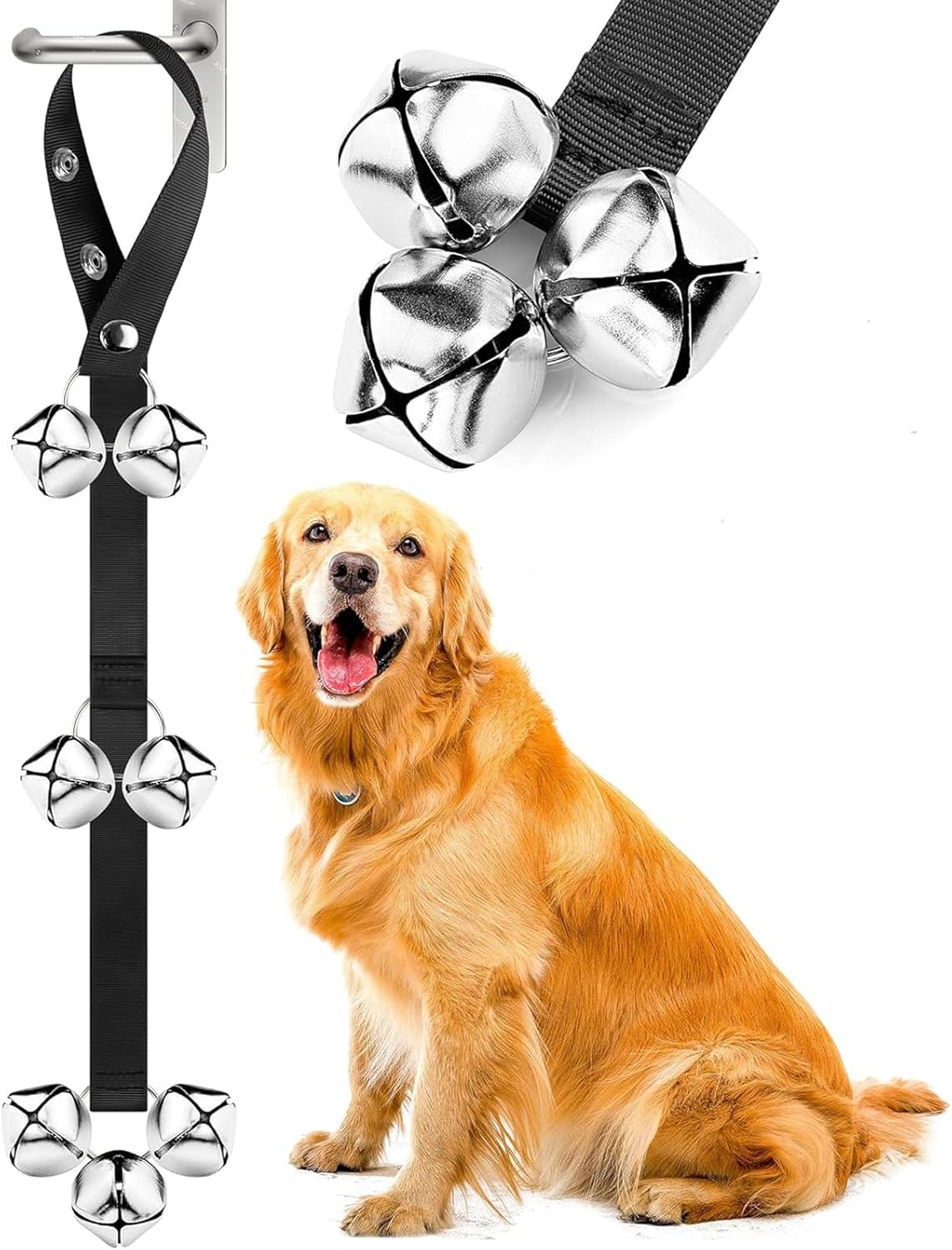 Dog Training Doorbells, Durable Puppy Toilet Training Bells with Loud Jingle, Adjustable Dog Training Bells for Puppy Potty Training,Adjustable Strap Door Bell,Dog Bells Puppy Training Bell image number 5