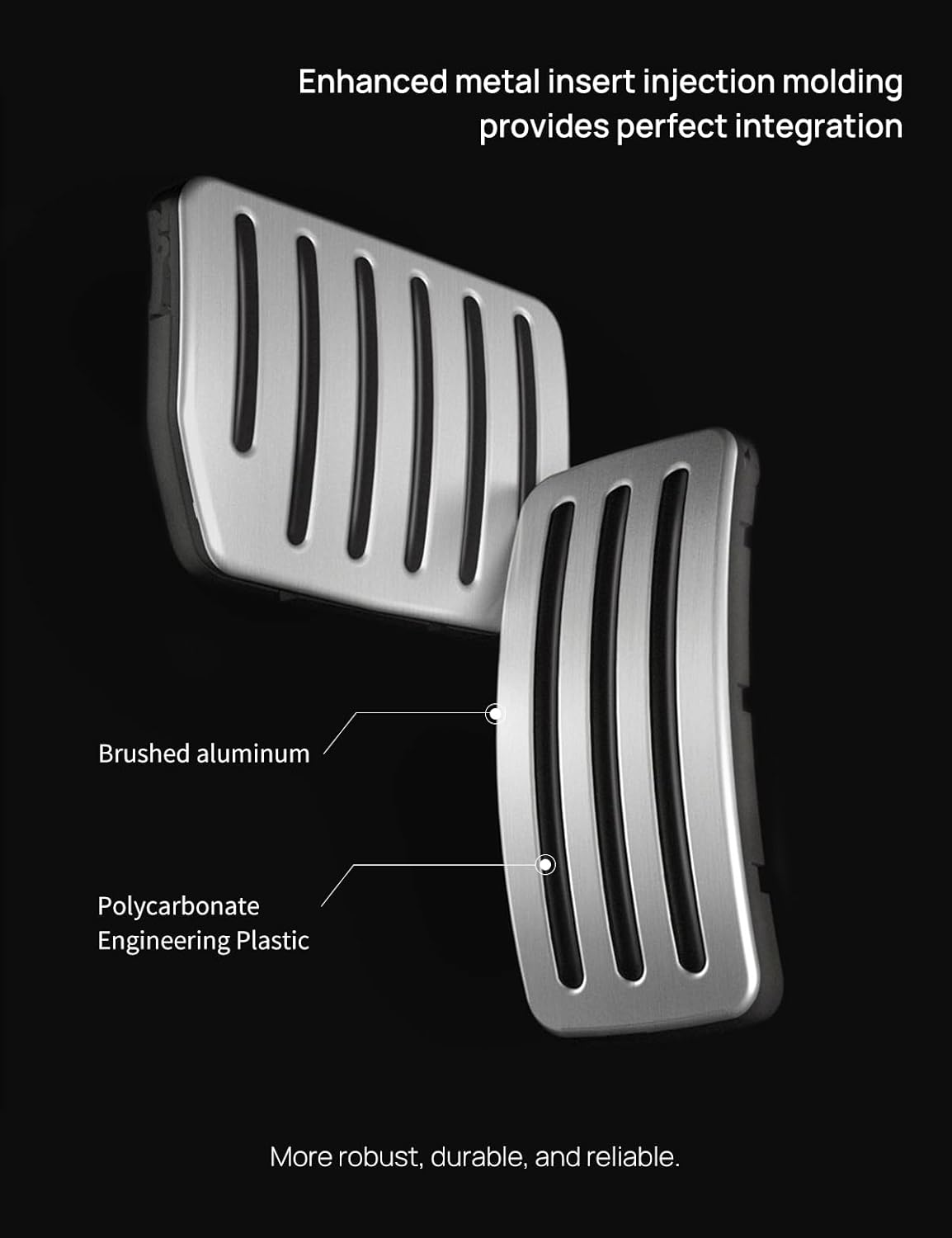 TPARTS Aluminum Self-Flip Lock Performance Pedal Sets Accelerator Brake Pedals Cover for Tesla Model 3 Highland 2024+/Model Y Juniper 2025+ Non-Slip Protector Accessories Foot Pedal Pad Replacement image number 1