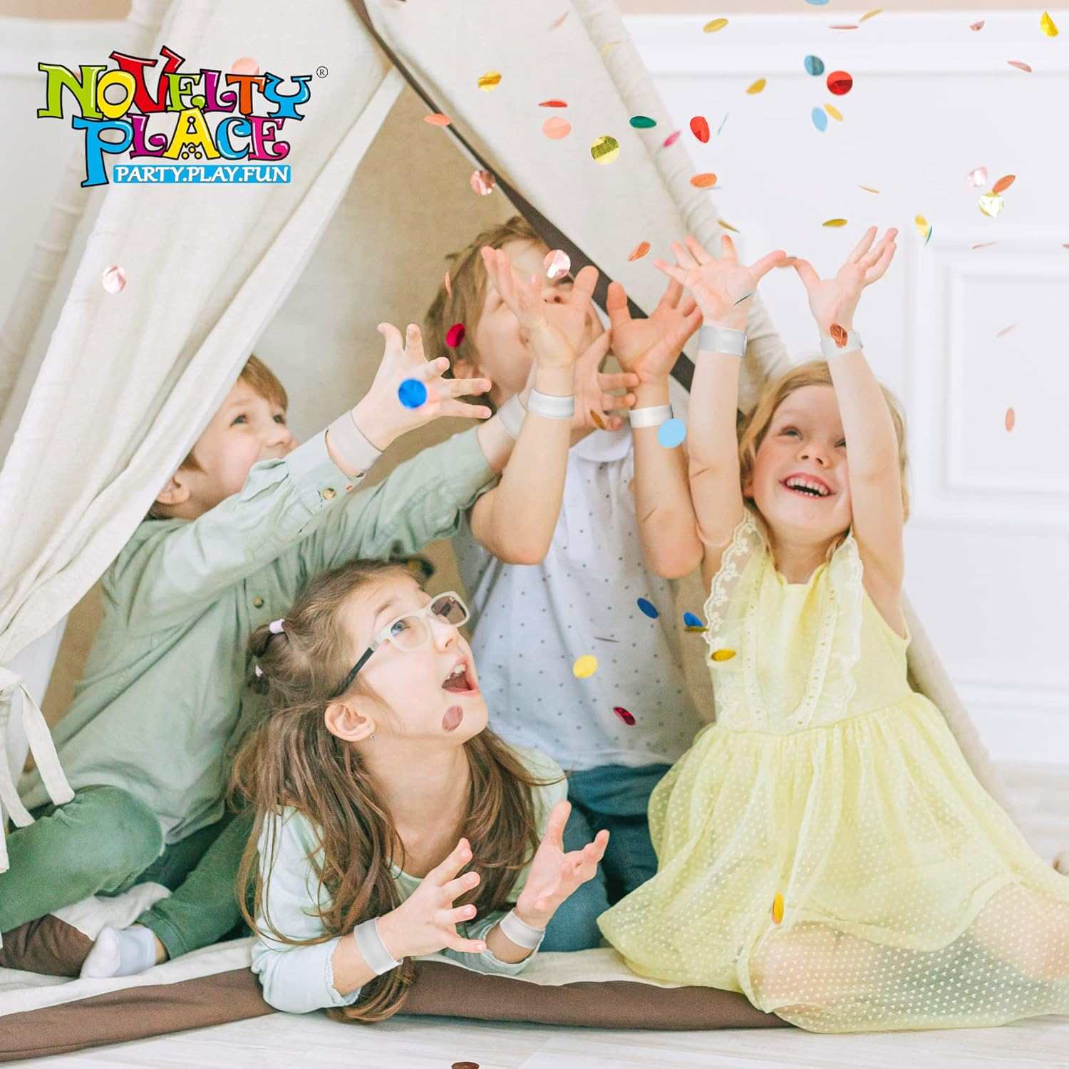 Novelty Place White Slap Bracelets, DIY Blank Party Wrist Strap Snap Band for Adult Teens & Kids - Classroom Craft Activity Prize Gift Costume (Pack of 25) - White image number 6