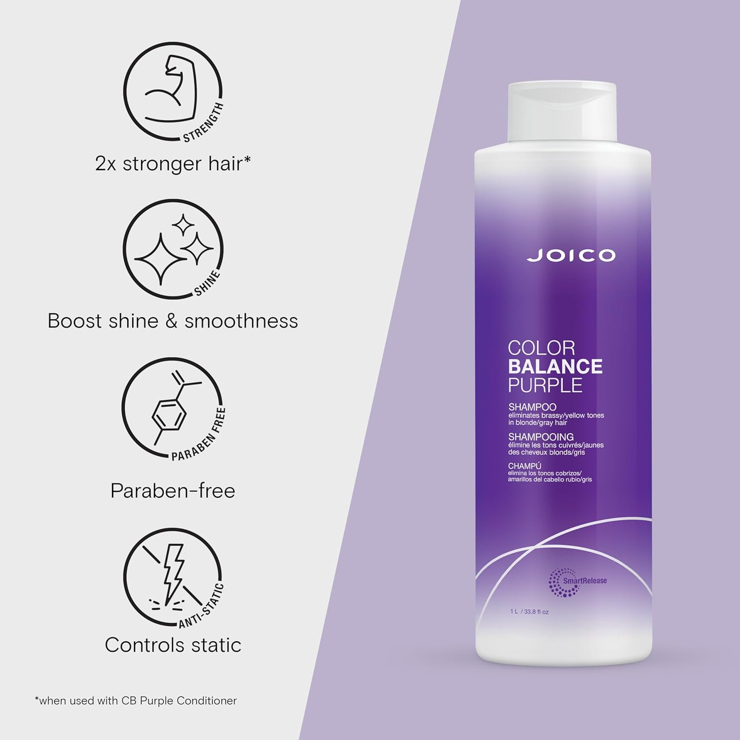 JOICO RESTAGE COLOR BALANCE PURPLE SHAMPOO 1000ML image number 5